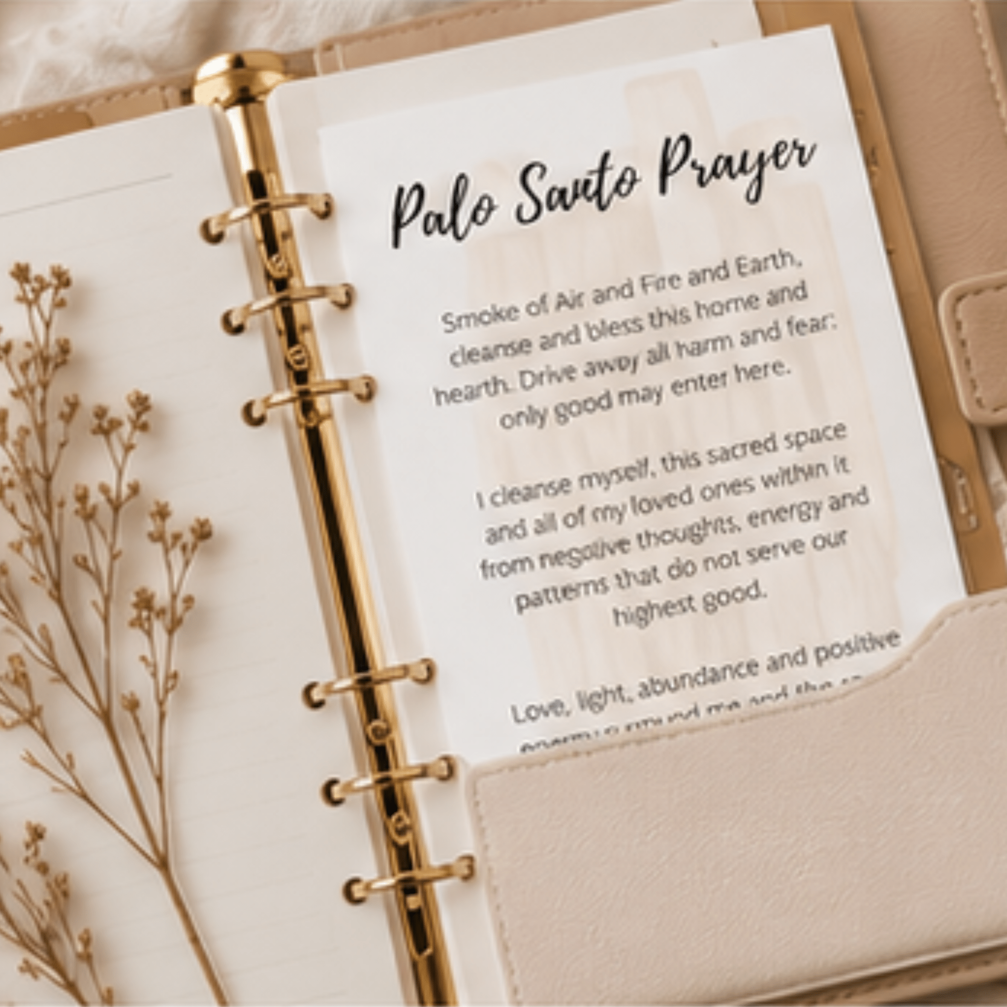 Palo Santo Smudging Prayer Card: Cleansing Ritual Instructions (Digital Card Printable) - Winterberry Hearth