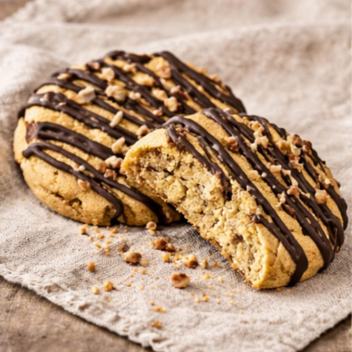 Peanut Butter Cookies, Chocolate Glaze Drizzle & Peanut Topping, Gourmet Homemade Tea Cakes, Bakery Gift - Winterberry Hearth