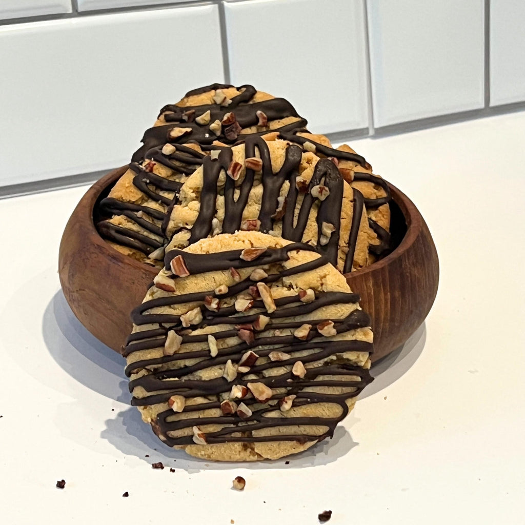 Peanut Butter Cookies, Chocolate Glaze Drizzle & Peanut Topping, Gourmet Homemade Tea Cakes, Bakery Gift - Winterberry Hearth