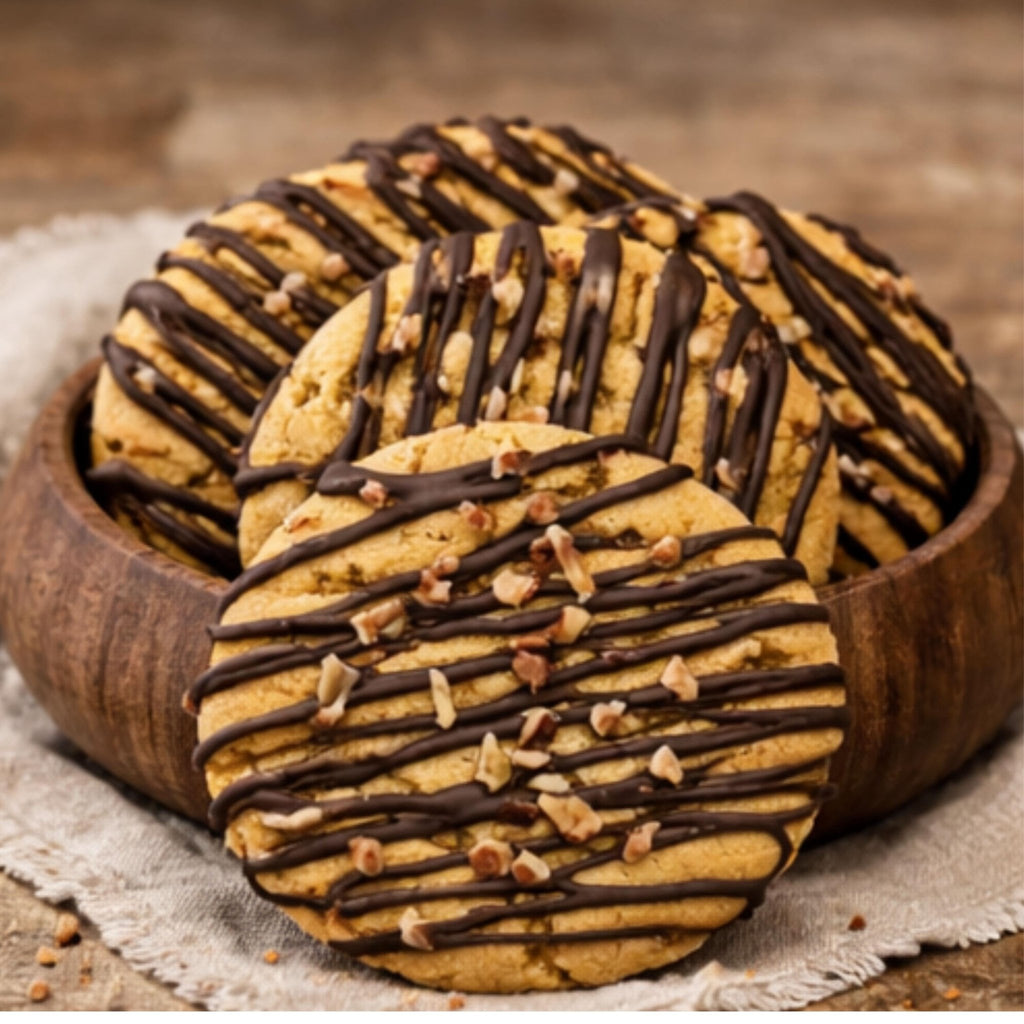 Peanut Butter Cookies, Chocolate Glaze Drizzle & Peanut Topping, Gourmet Homemade Tea Cakes, Bakery Gift - Winterberry Hearth