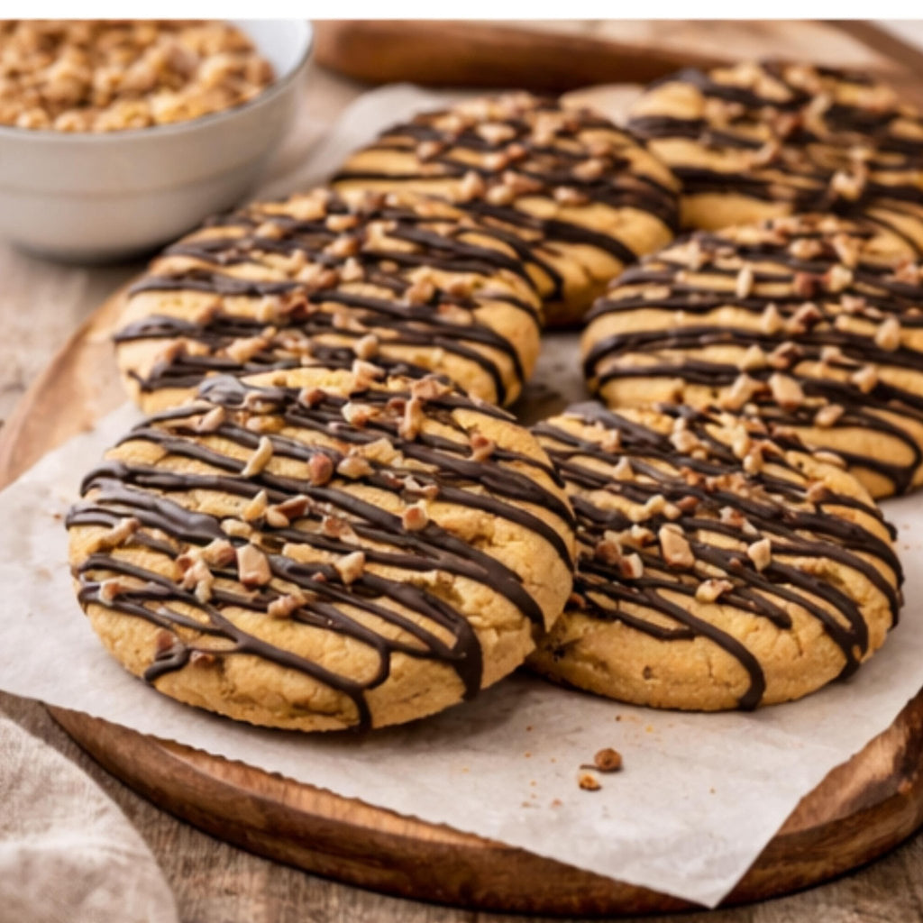 Peanut Butter Cookies, Chocolate Glaze Drizzle & Peanut Topping, Gourmet Homemade Tea Cakes, Bakery Gift - Winterberry Hearth