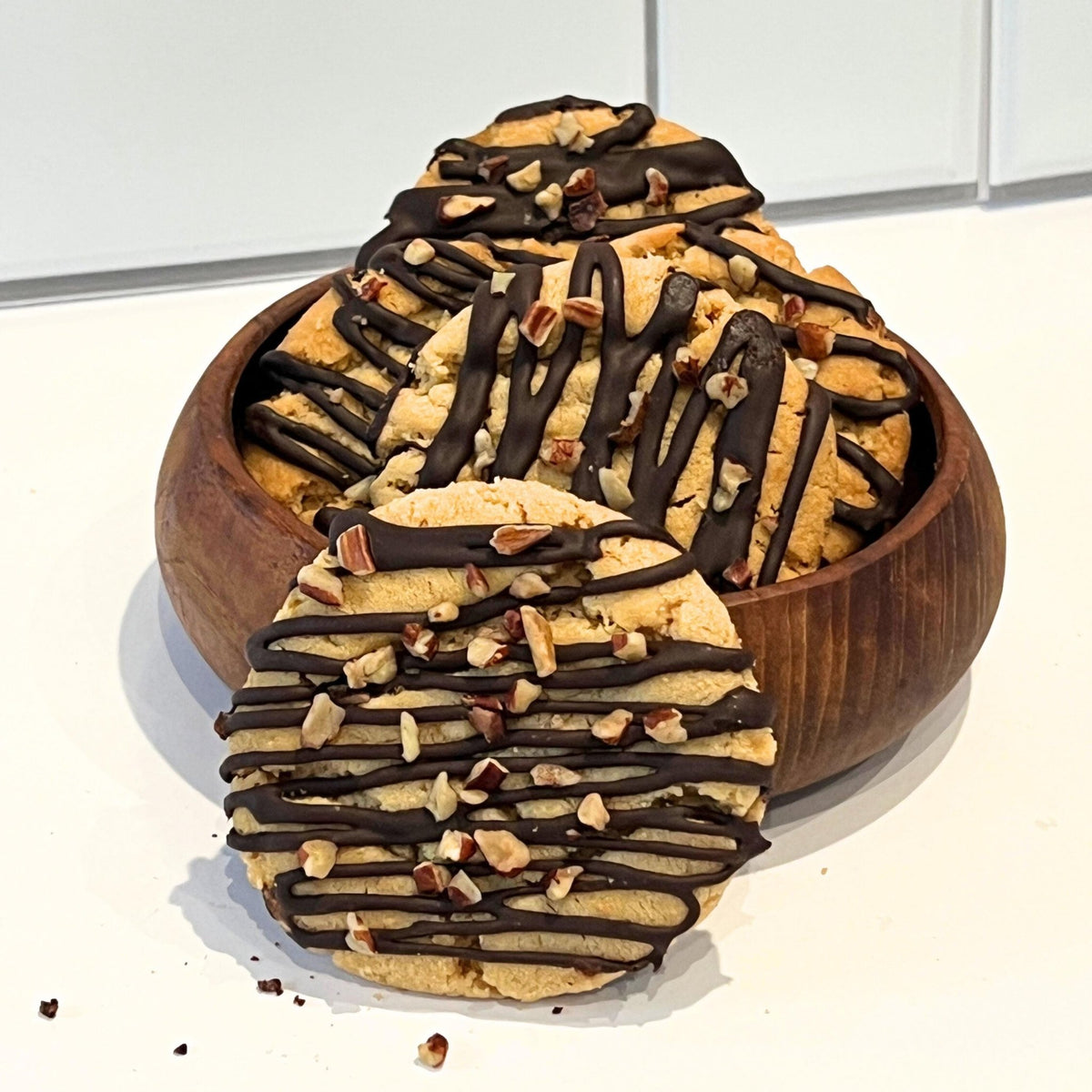 Peanut Butter Cookies, Chocolate Glaze Drizzle & Peanut Topping, Gourmet Homemade Tea Cakes, Bakery Gift - Winterberry Hearth