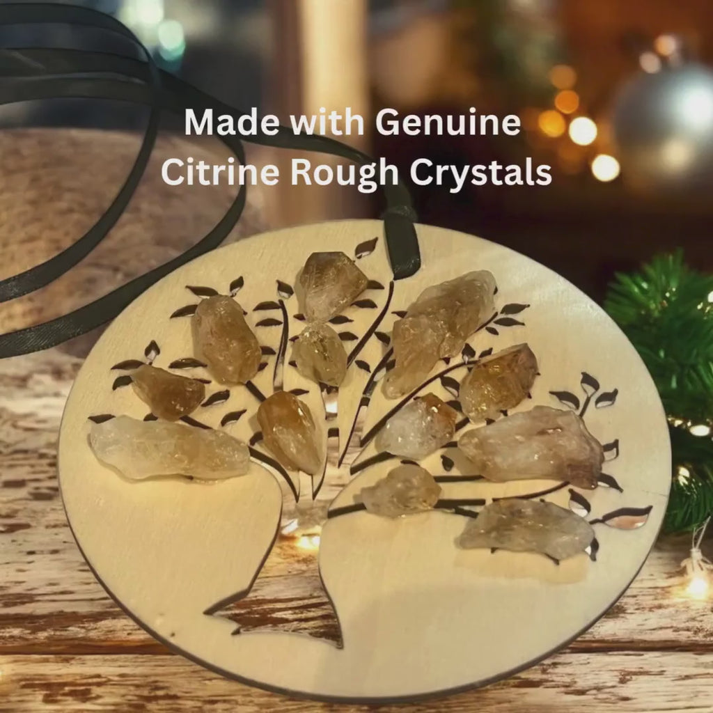 Citrine Tree of Life Christmas Ornament: Simple Cottagecore Holiday Decor