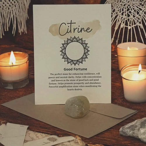Citrine Crystal with Meaning Card: Abundance & Prosperity Gift