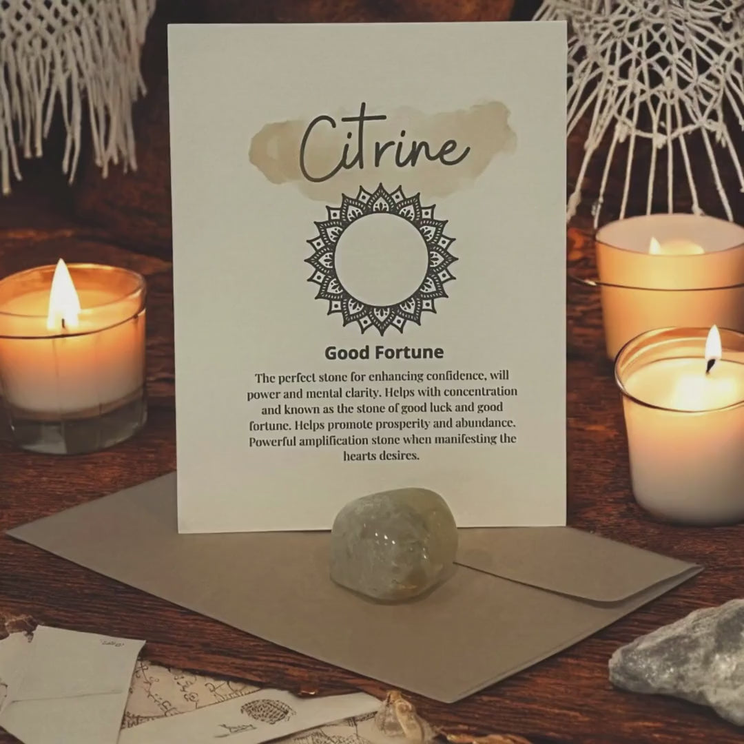 Citrine Crystal with Meaning Card: Abundance & Prosperity Gift