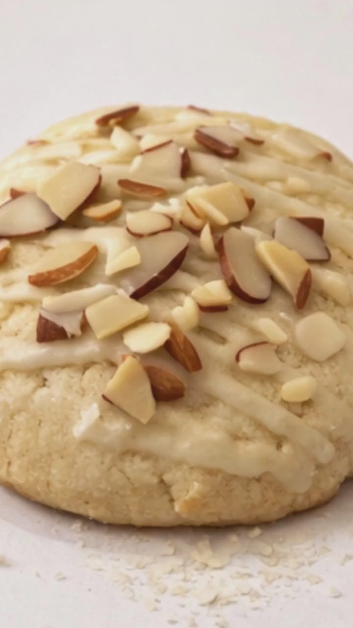 Vanilla Almond Sugar Cookies, Maple Glaze Toasted Almond Topping, Gourmet Homemade Bakery Tea Cakes