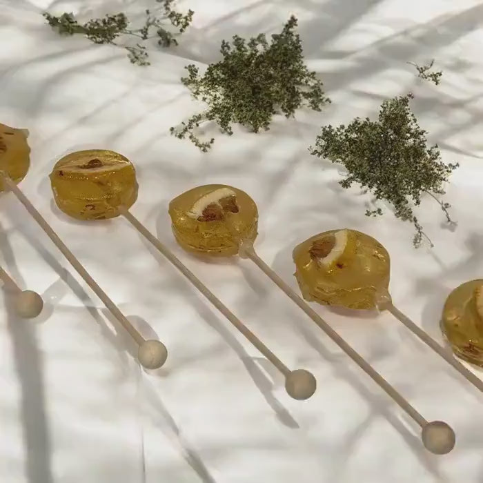 Lemon Herbal Tea Lollipop Stir Sticks: Gourmet Cocktail Sweetener