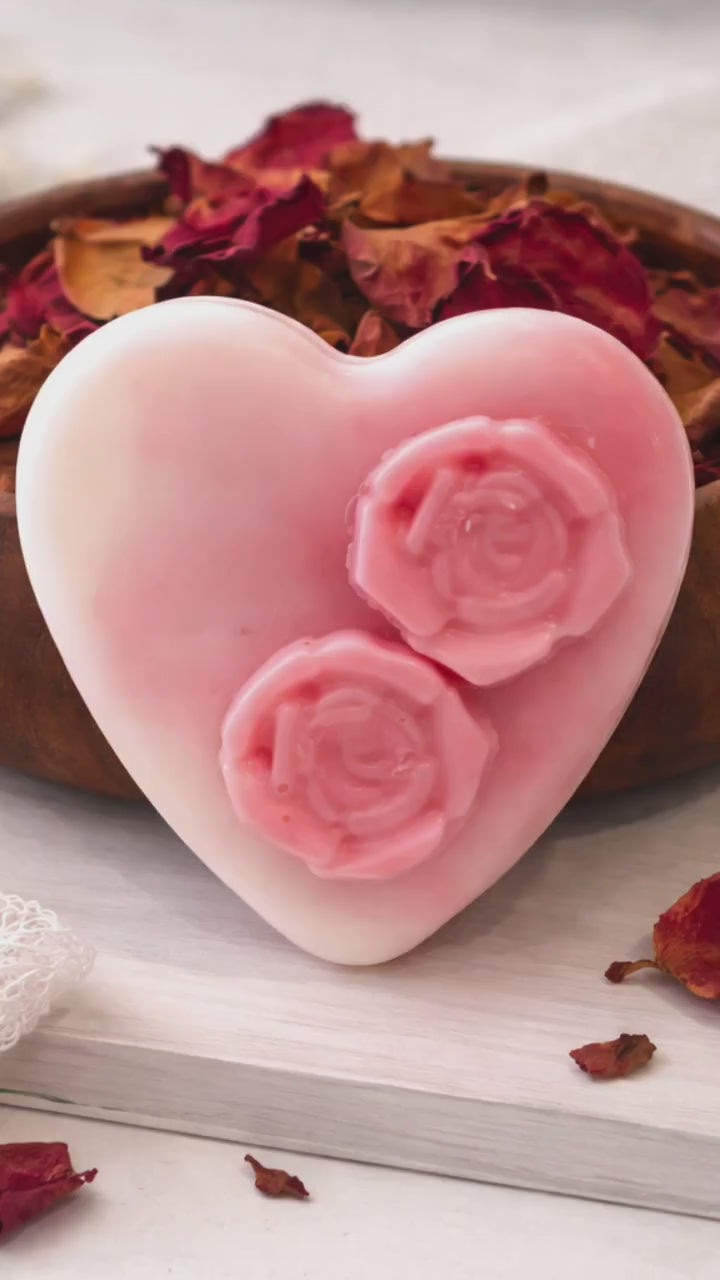 Ombre Heart Candle Warmer Wax Melt Disc, Custom Rose Floral Tart, Wickless Candle Diffuser