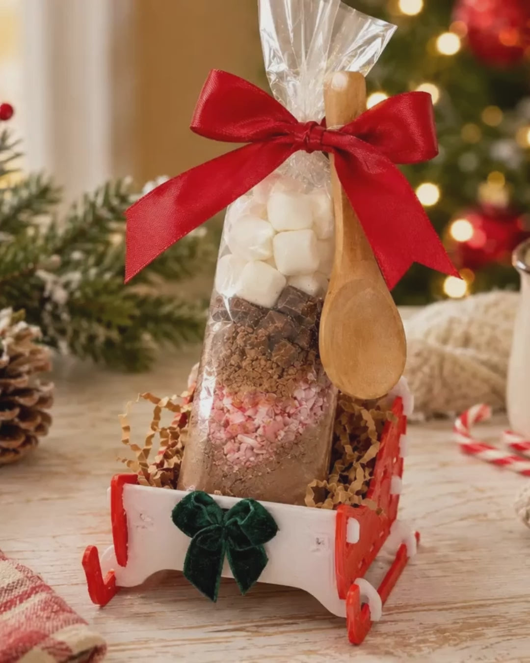Christmas Hot Cocoa Gift, Peppermint Hot Chocolate Sleigh, Small Gifts, Stocking Stuffer