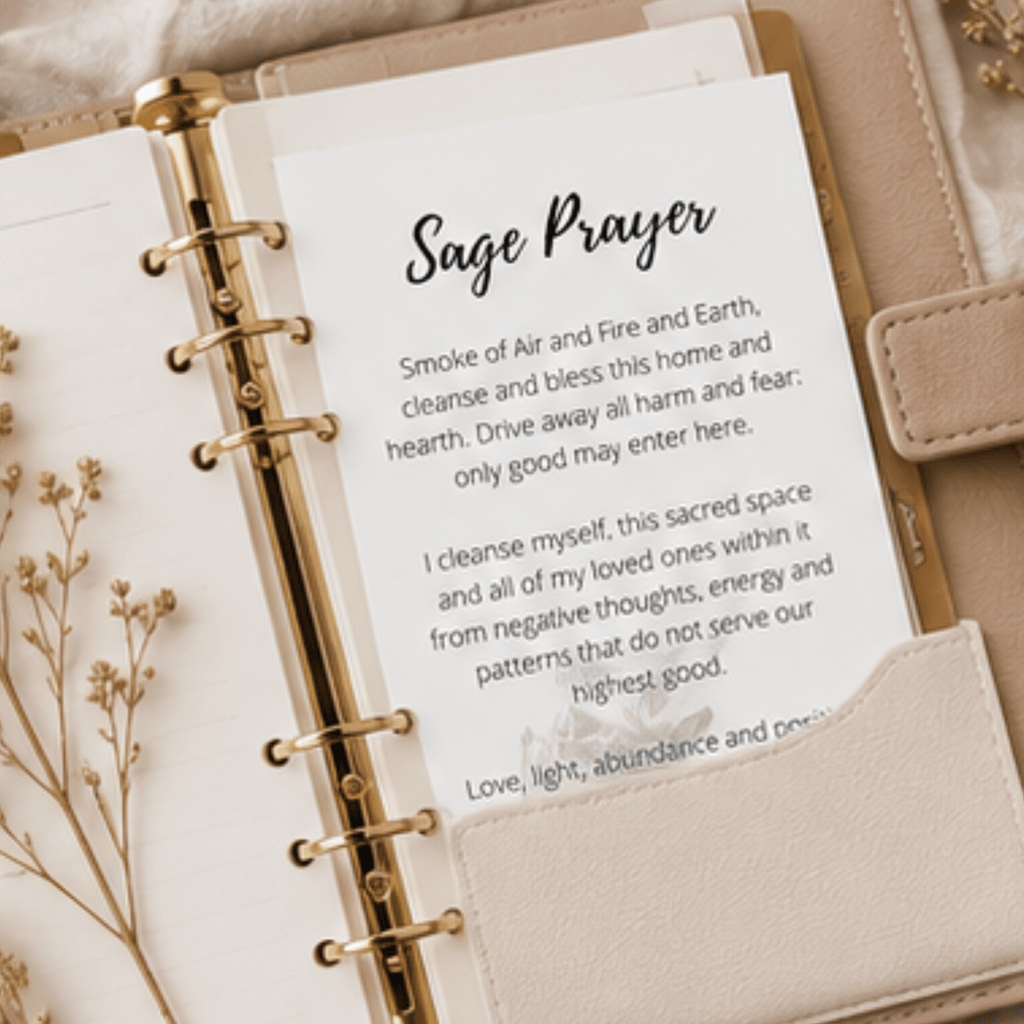 Printable Sage Smudge Prayer Card: Cleansing Ritual (Digital Download) - Winterberry Hearth