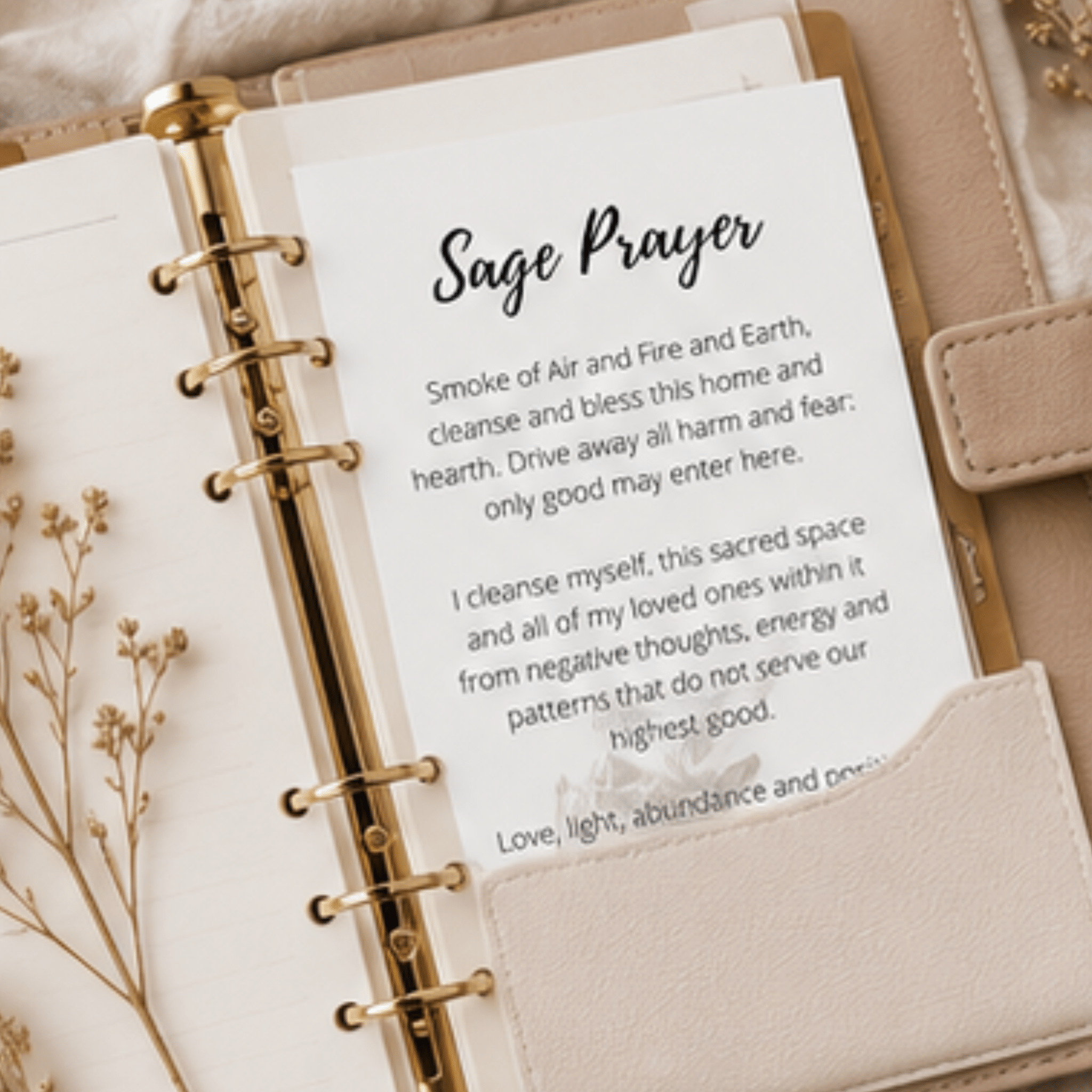 Printable Sage Smudge Prayer Card: Cleansing Ritual (Digital Download) - Winterberry Hearth