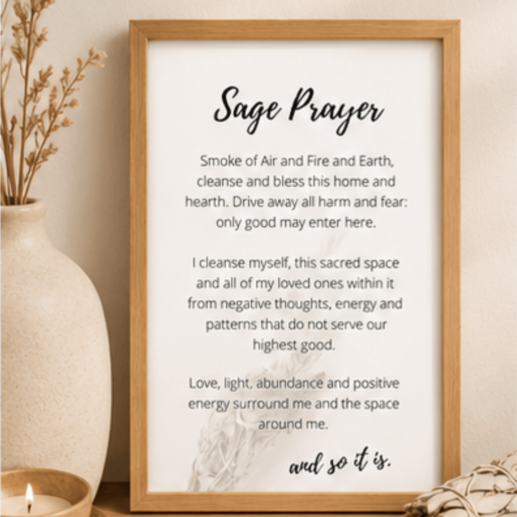 Printable Sage Smudge Prayer Card: Cleansing Ritual (Digital Download) - Winterberry Hearth