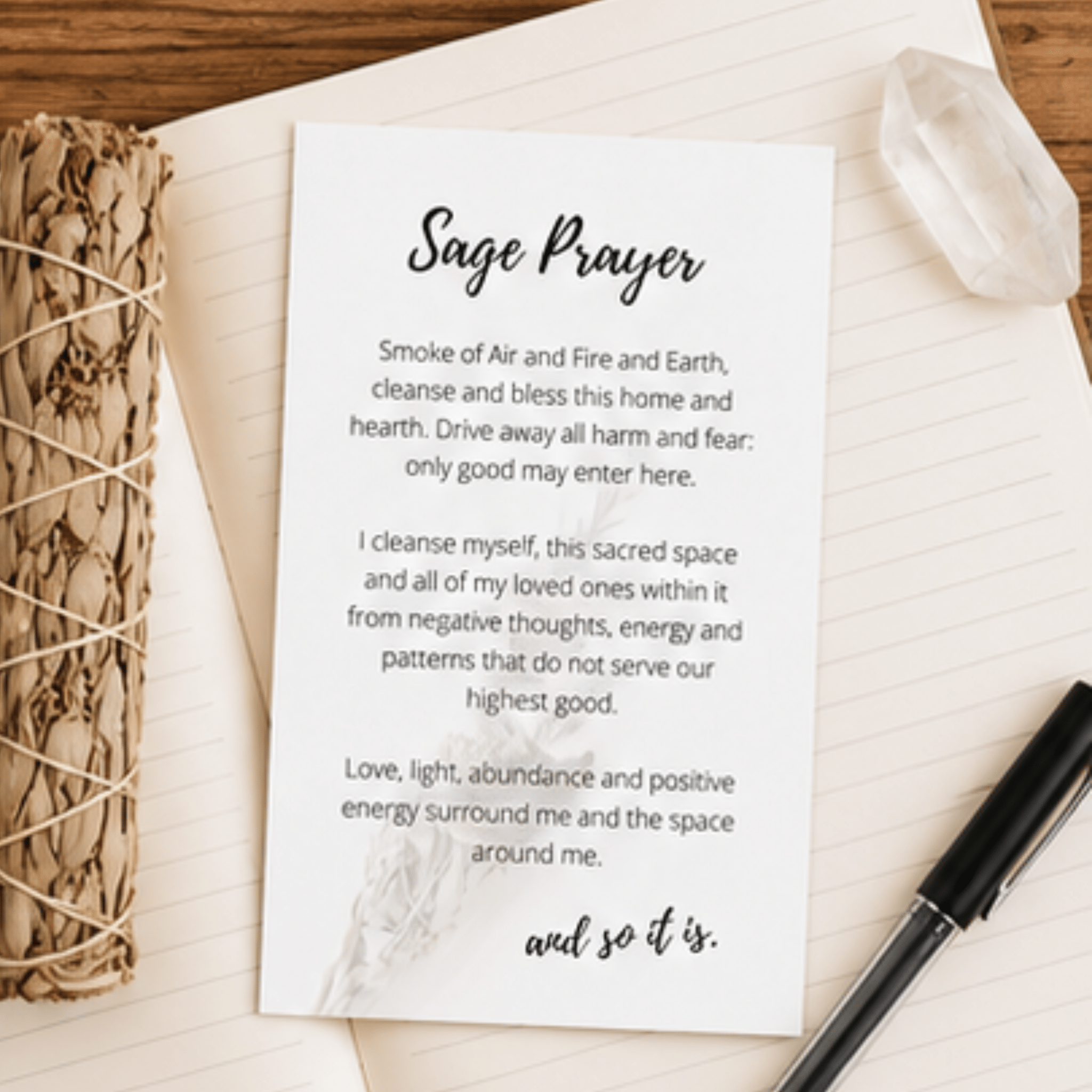 Printable Sage Smudge Prayer Card: Cleansing Ritual (Digital Download) - Winterberry Hearth