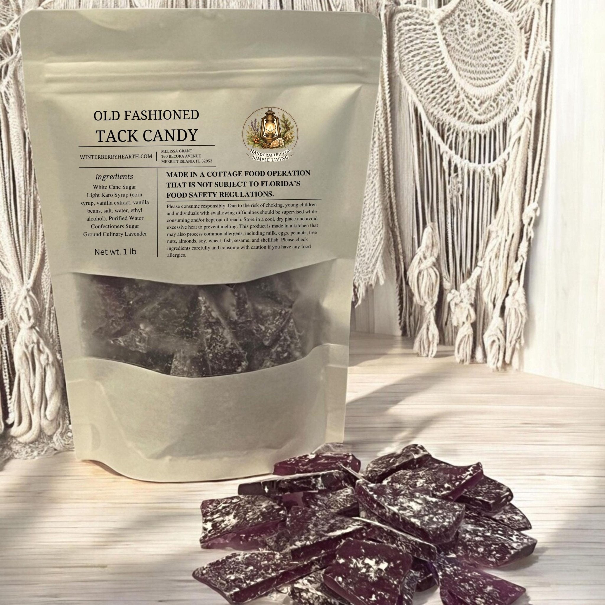 Purple Hard Tack Candy 1lb, Old Fashioned Nostalgic Treat, Rock Candy Broken Glass - Winterberry Hearth