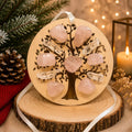 Rose Quartz Crystal Tree of Life Christmas Ornament, Wood Holiday Gift - Winterberry Hearth