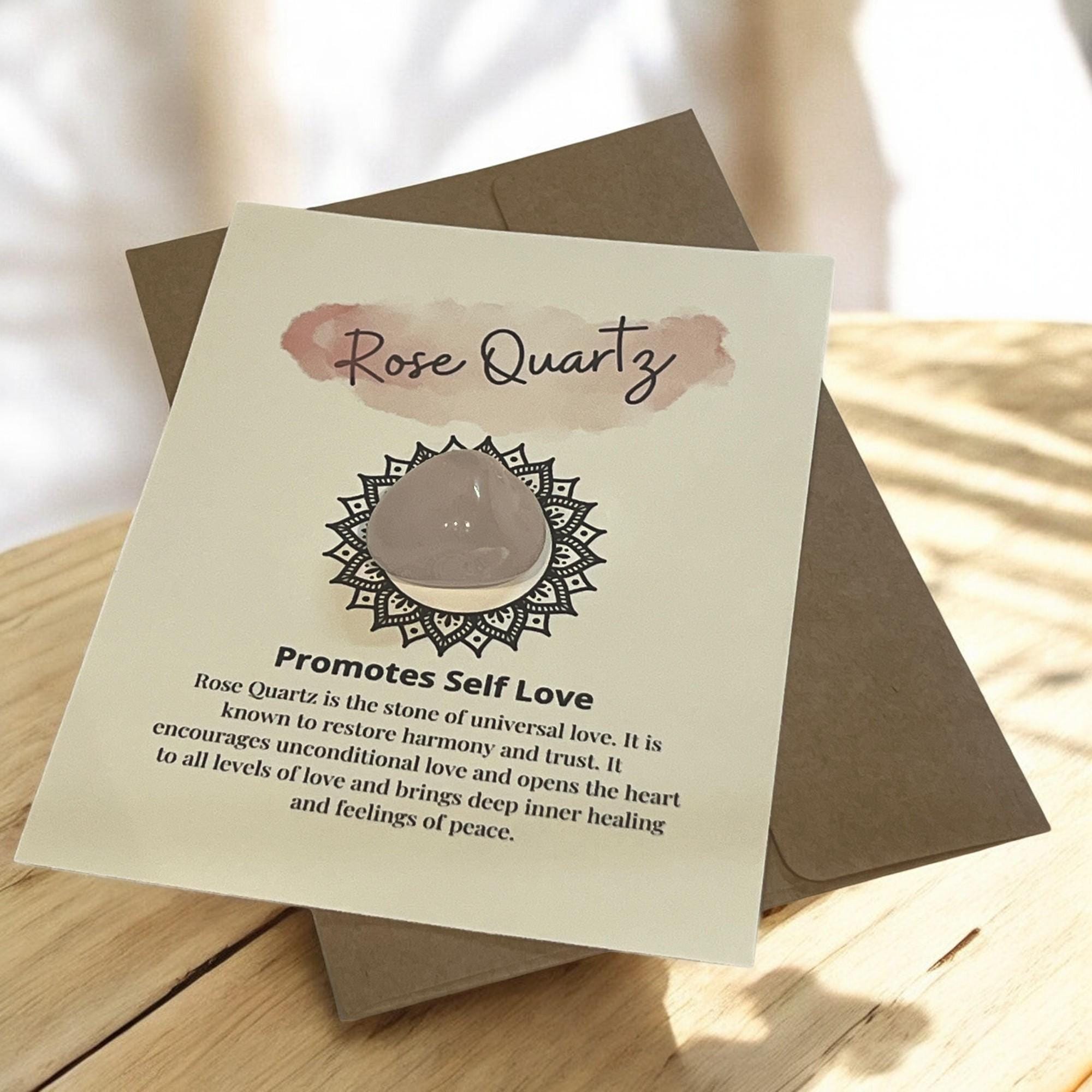 Rose Quartz Crystal with Meaning Card: Love & Healing Stone - Winterberry Hearth