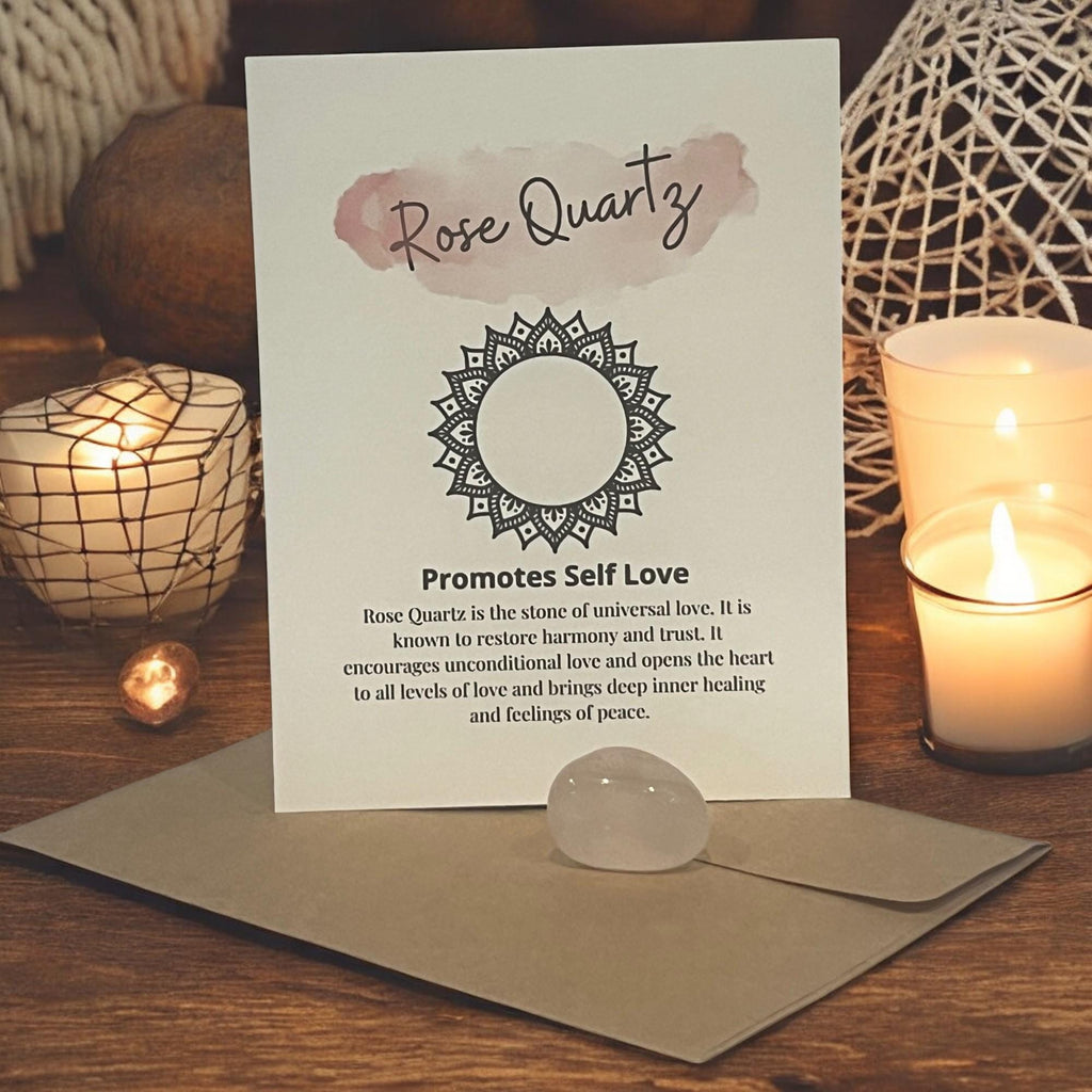 Rose Quartz Crystal with Meaning Card: Love & Healing Stone - Winterberry Hearth