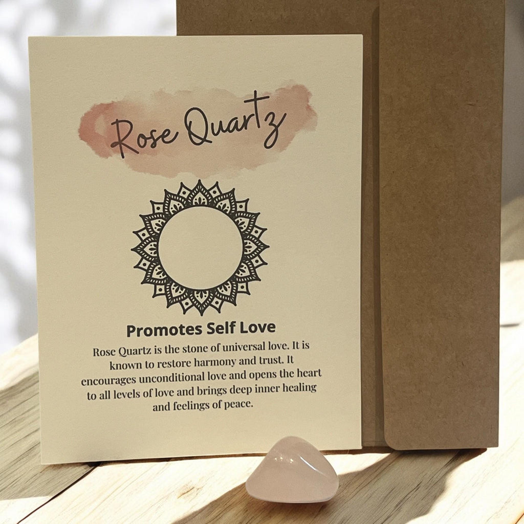 Rose Quartz Crystal with Meaning Card: Love & Healing Stone - Winterberry Hearth
