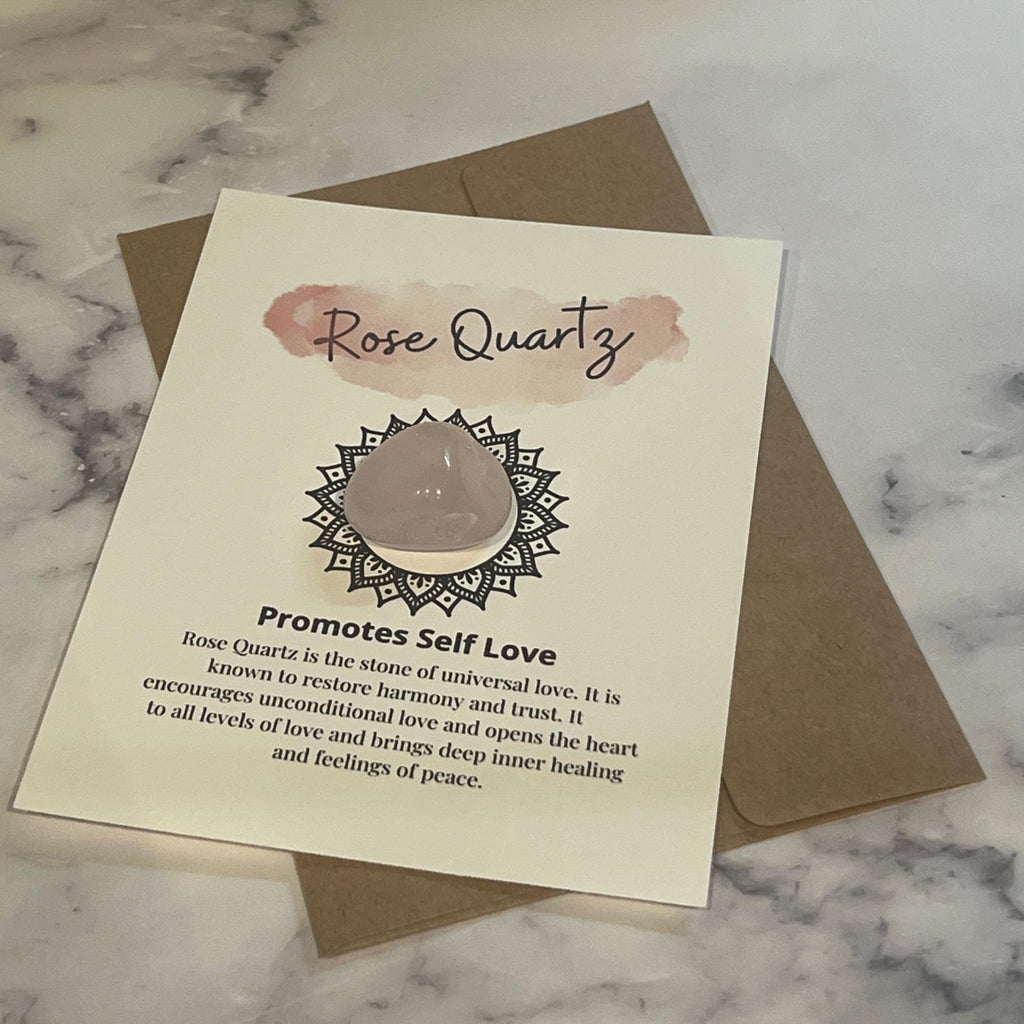Rose Quartz Crystal with Meaning Card: Love & Healing Stone - Winterberry Hearth