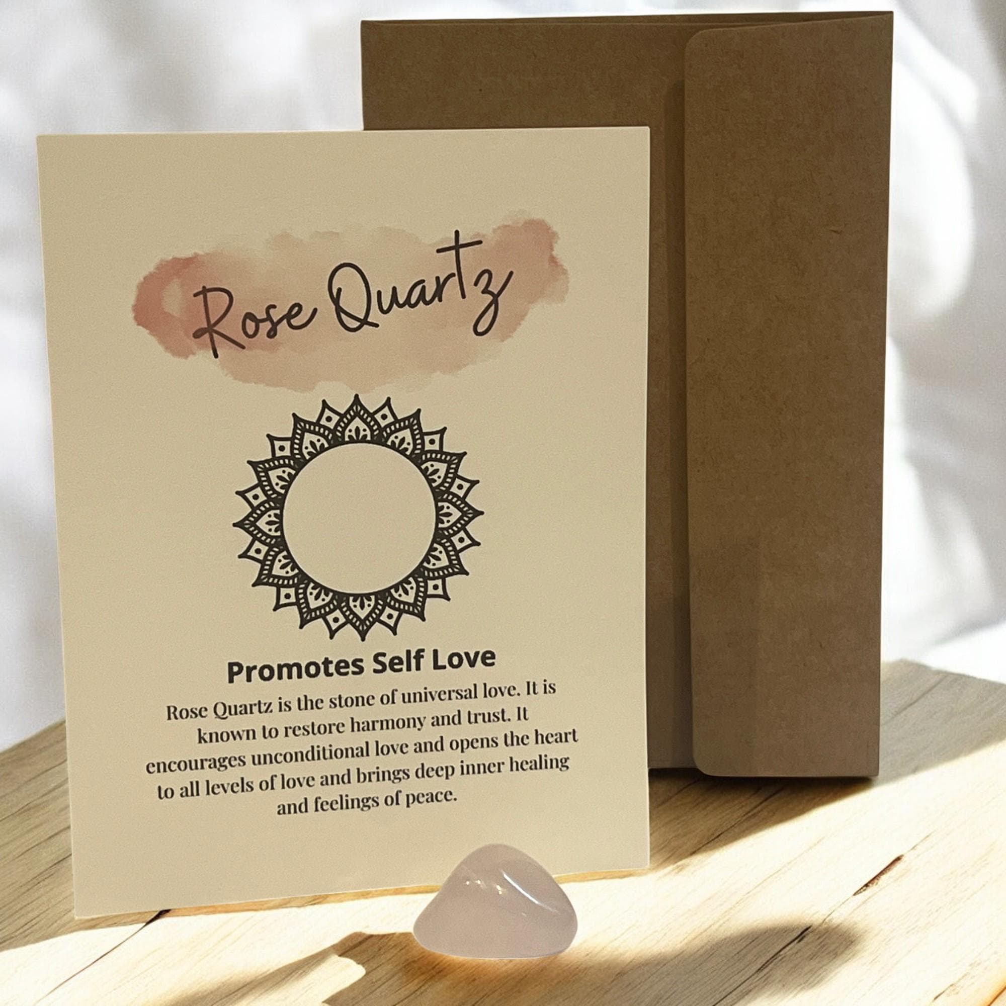 Rose Quartz Crystal with Meaning Card: Love & Healing Stone - Winterberry Hearth