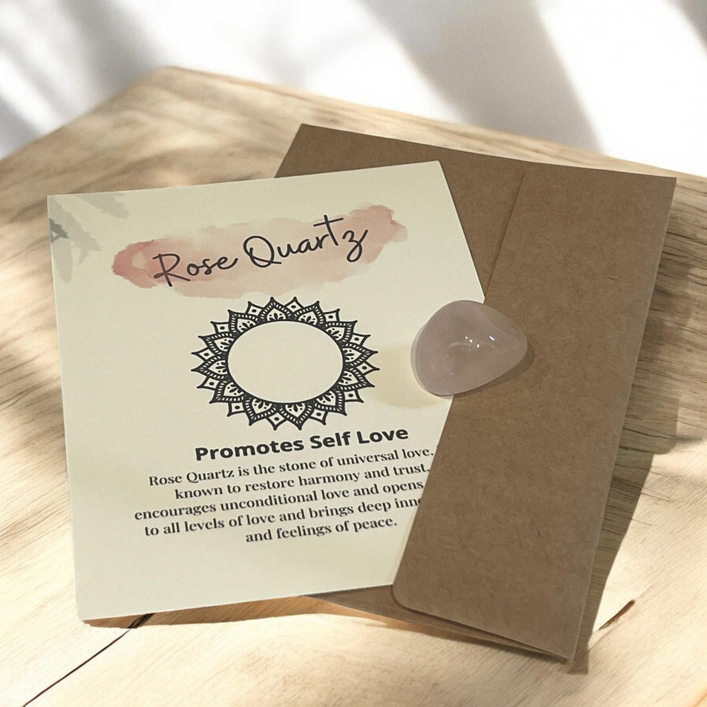 Rose Quartz Crystal with Meaning Card: Love & Healing Stone - Winterberry Hearth