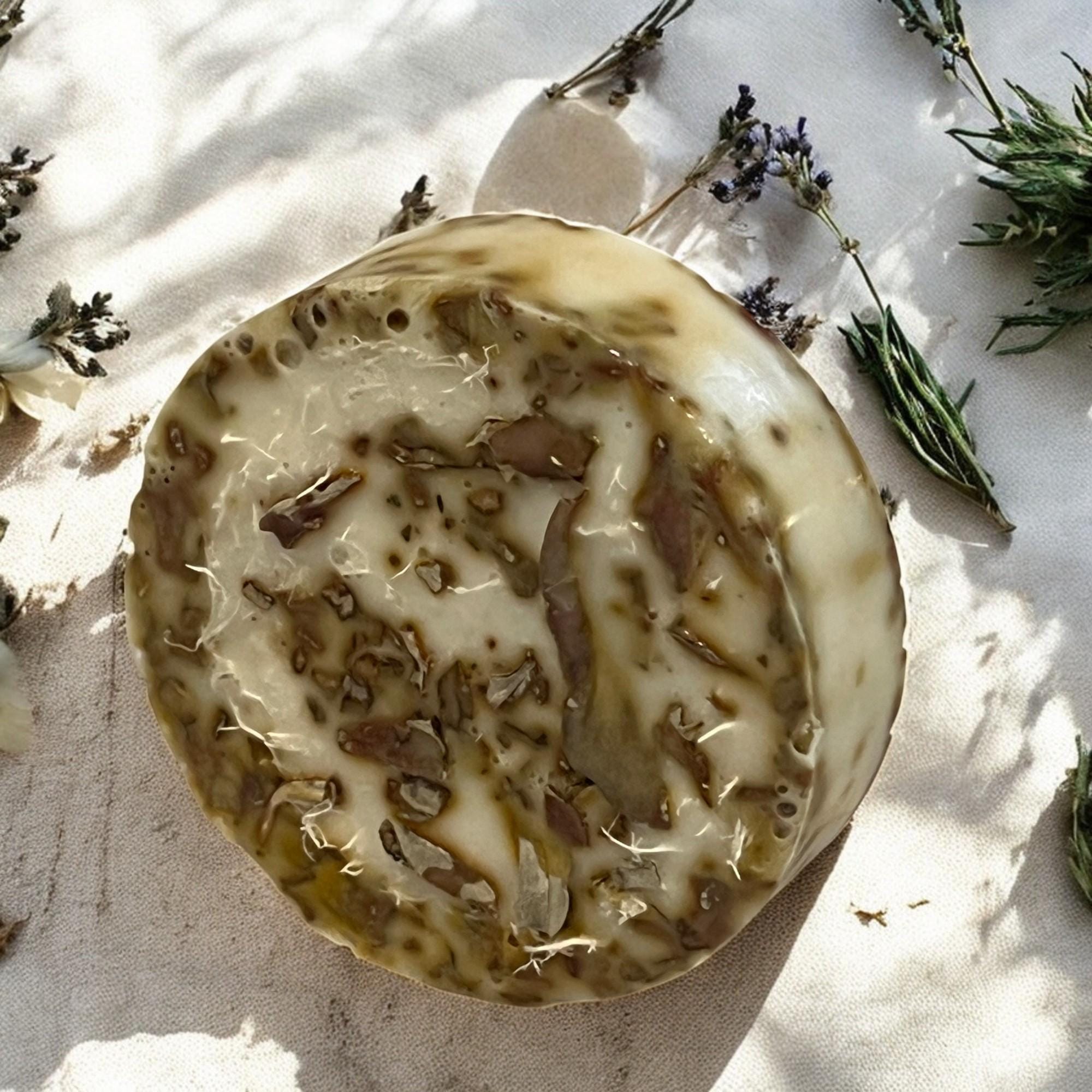 Sage & Goat Milk Loofah Soap: Exfoliating Herbal Bath Bar - Winterberry Hearth