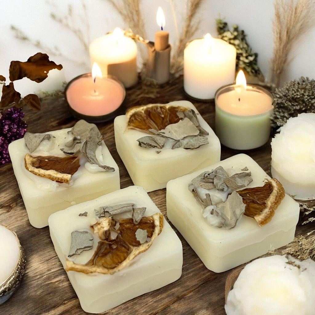 Sage & Orange Soy Wax Melts: Herbal Aromatherapy Cubes, Citrus Home Fragrance - Winterberry Hearth