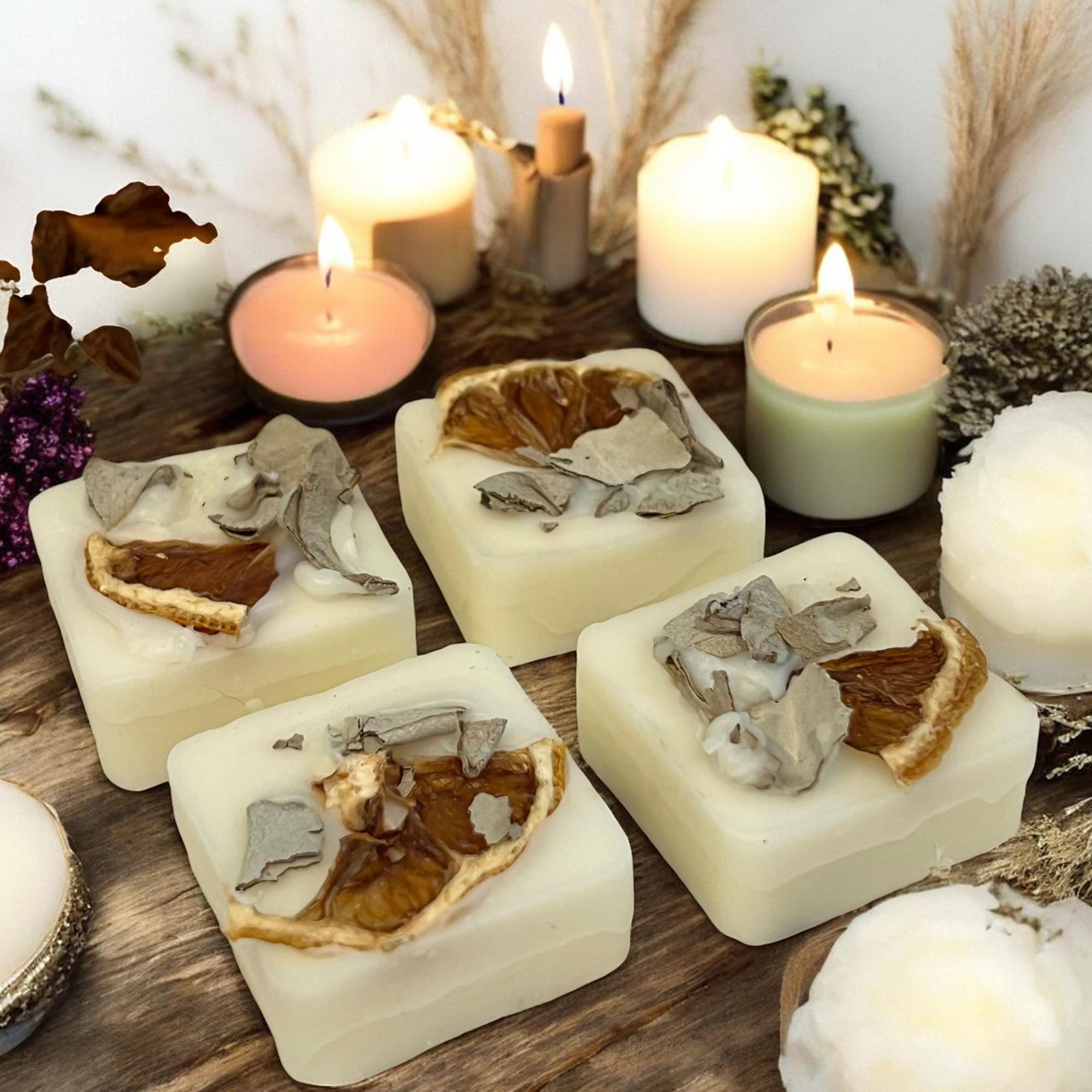 Sage & Orange Soy Wax Melts: Herbal Aromatherapy Cubes, Citrus Home Fragrance - Winterberry Hearth