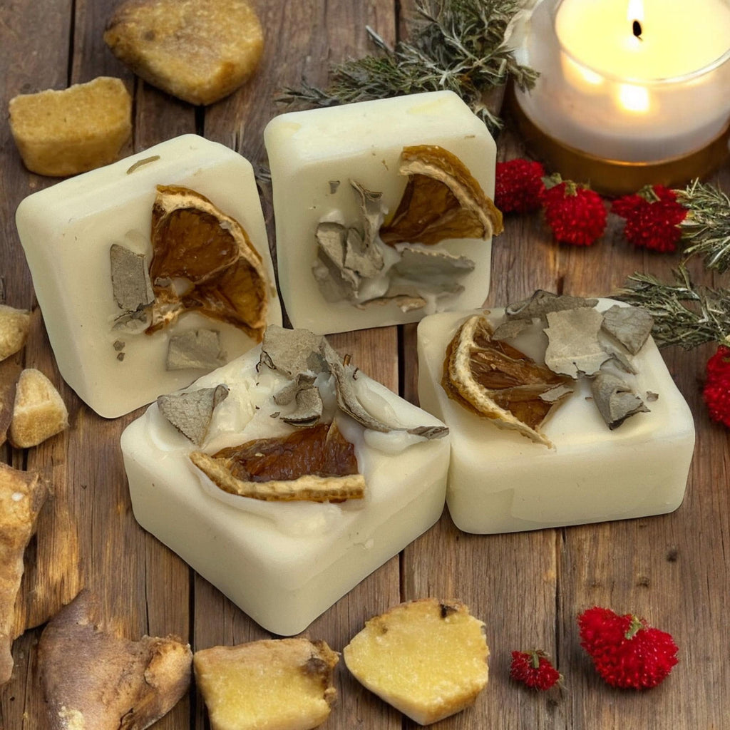Sage & Orange Soy Wax Melts: Herbal Aromatherapy Cubes, Citrus Home Fragrance - Winterberry Hearth