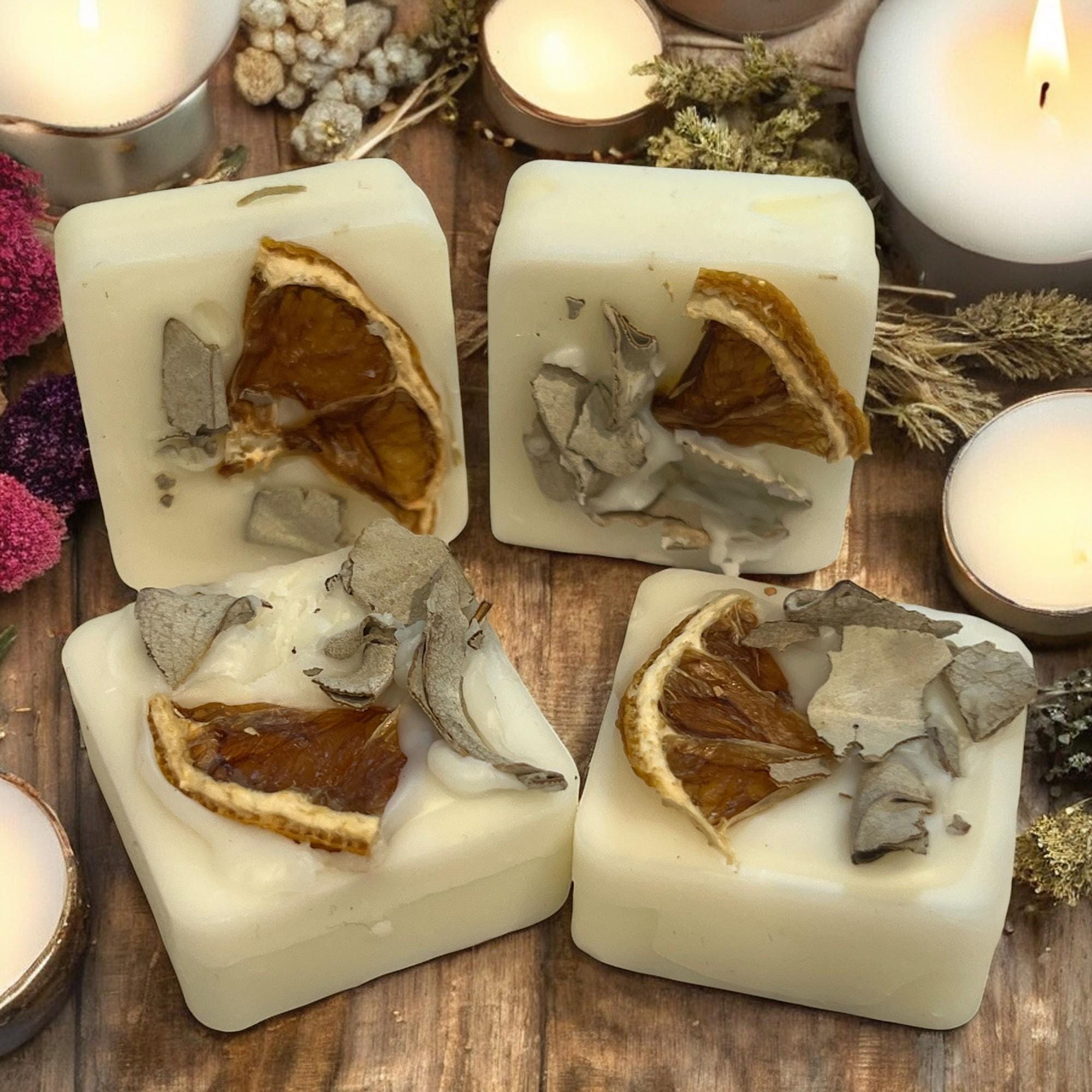 Sage & Orange Soy Wax Melts: Herbal Aromatherapy Cubes, Citrus Home Fragrance - Winterberry Hearth