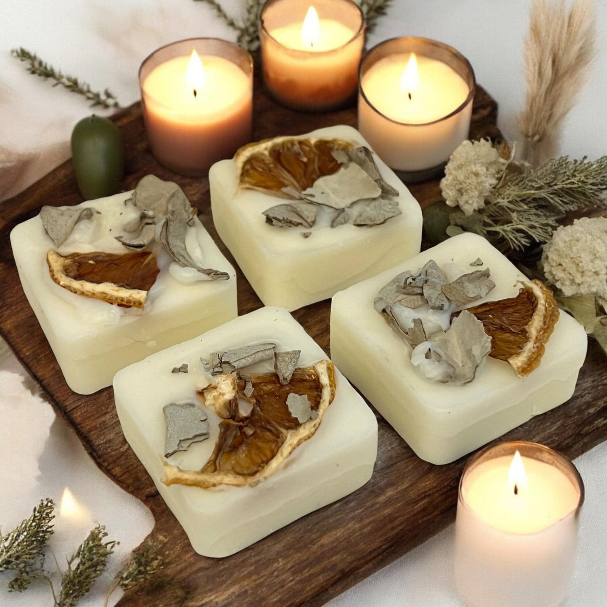 Sage & Orange Soy Wax Melts: Herbal Aromatherapy Cubes, Citrus Home Fragrance - Winterberry Hearth