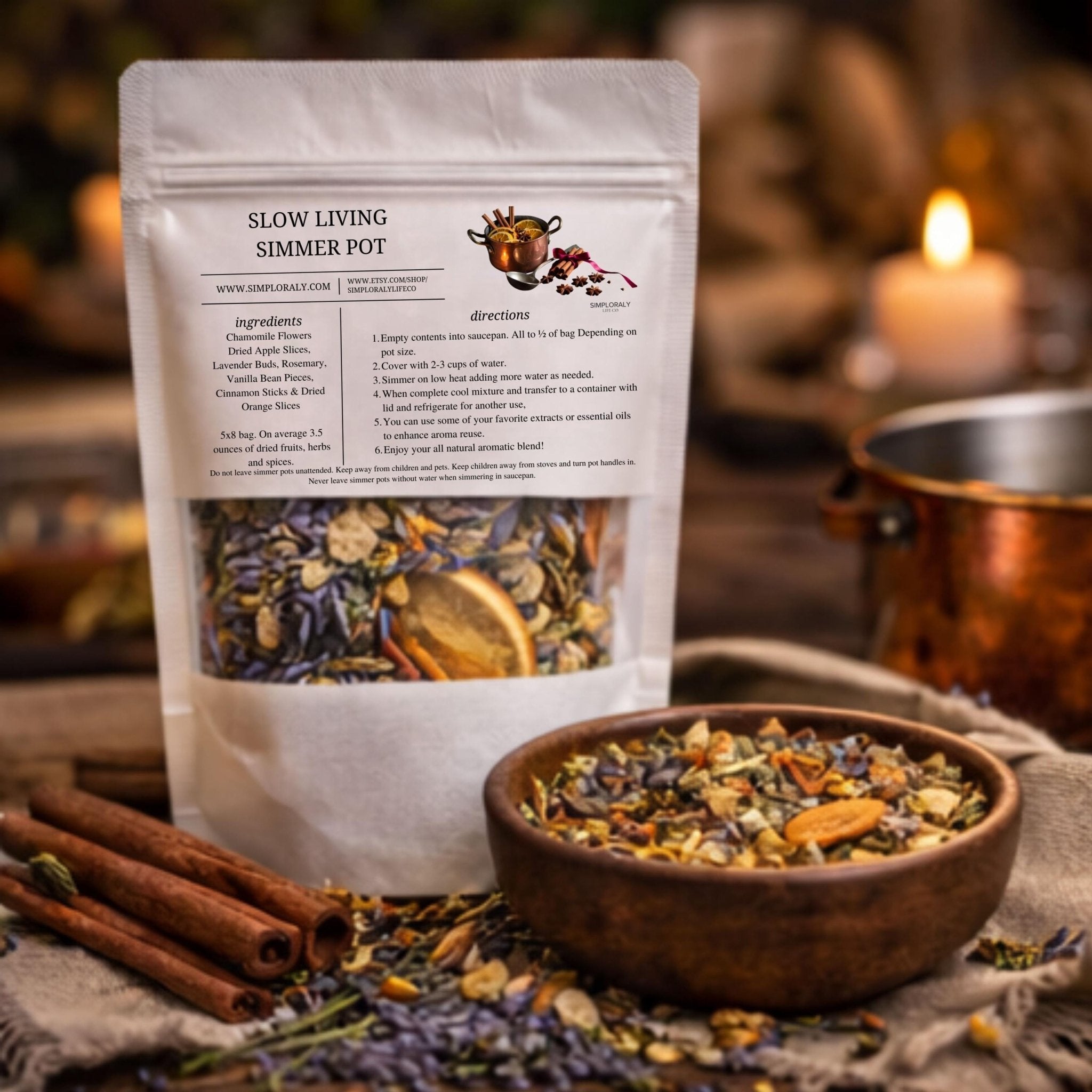 Slow Living Aromatherapy Simmer Pot Mix: Botanical Stovetop Potpourri Blend - Winterberry Hearth