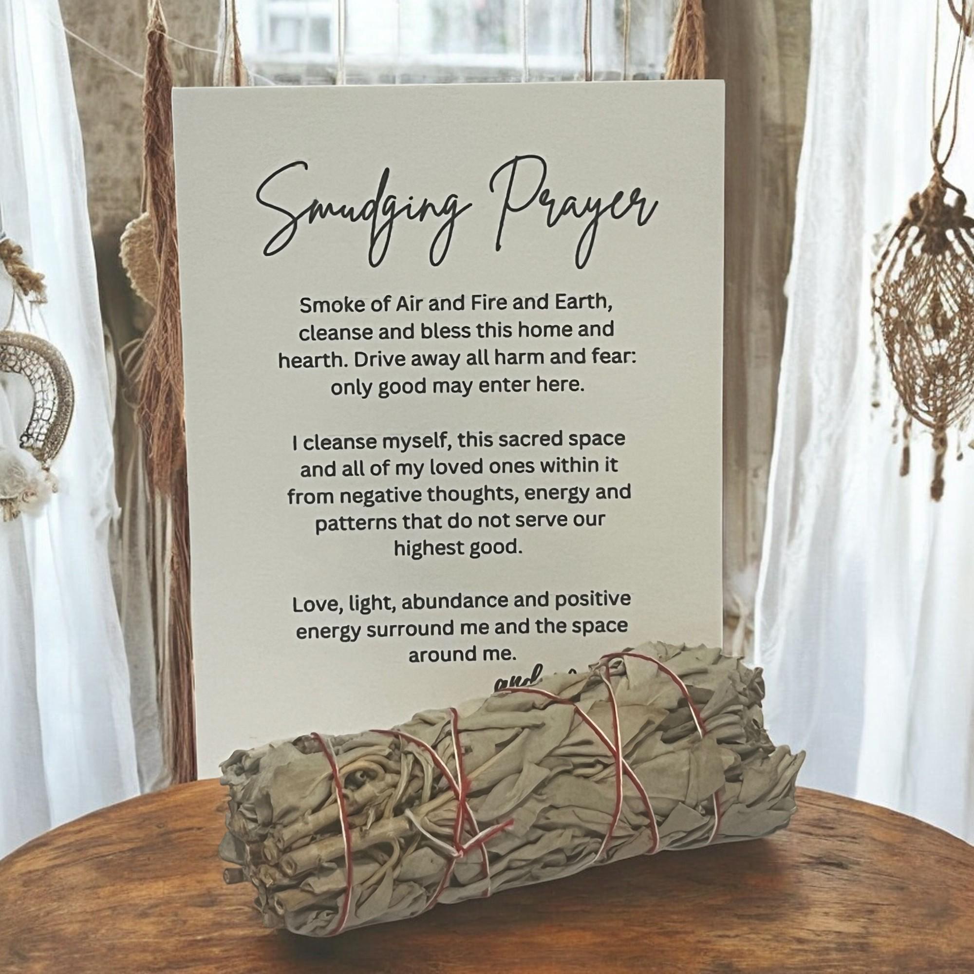 Smudging Prayer Card with Sage and Palo Santo, Spiritual Cleansing Ritual Kit for Meditation - Winterberry Hearth