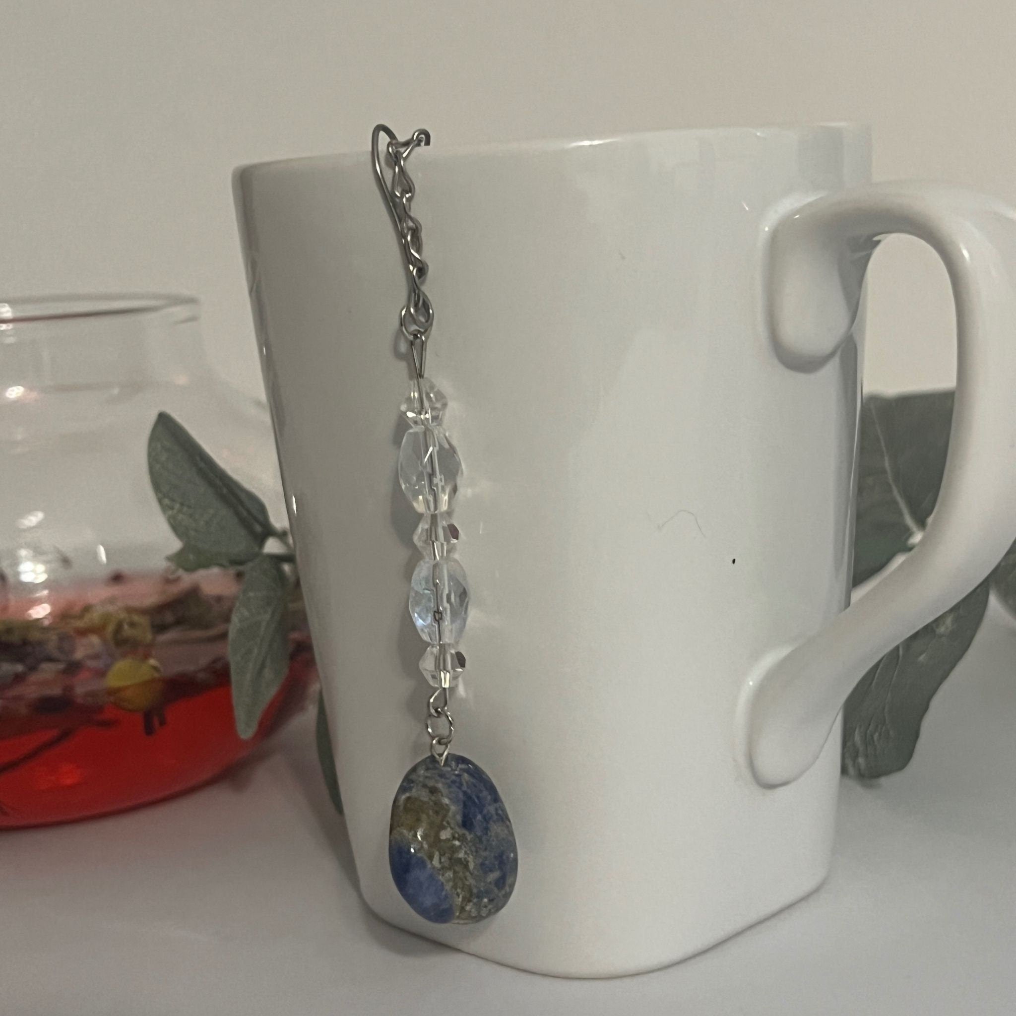 Sodalite Crystal Tea Infuser: Stainless Steel Loose Leaf Steeper - Winterberry Hearth