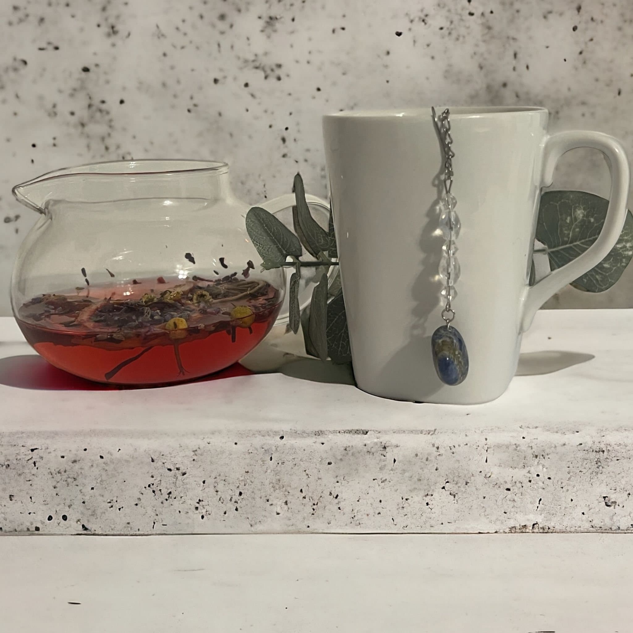 Sodalite Crystal Tea Infuser: Stainless Steel Loose Leaf Steeper - Winterberry Hearth