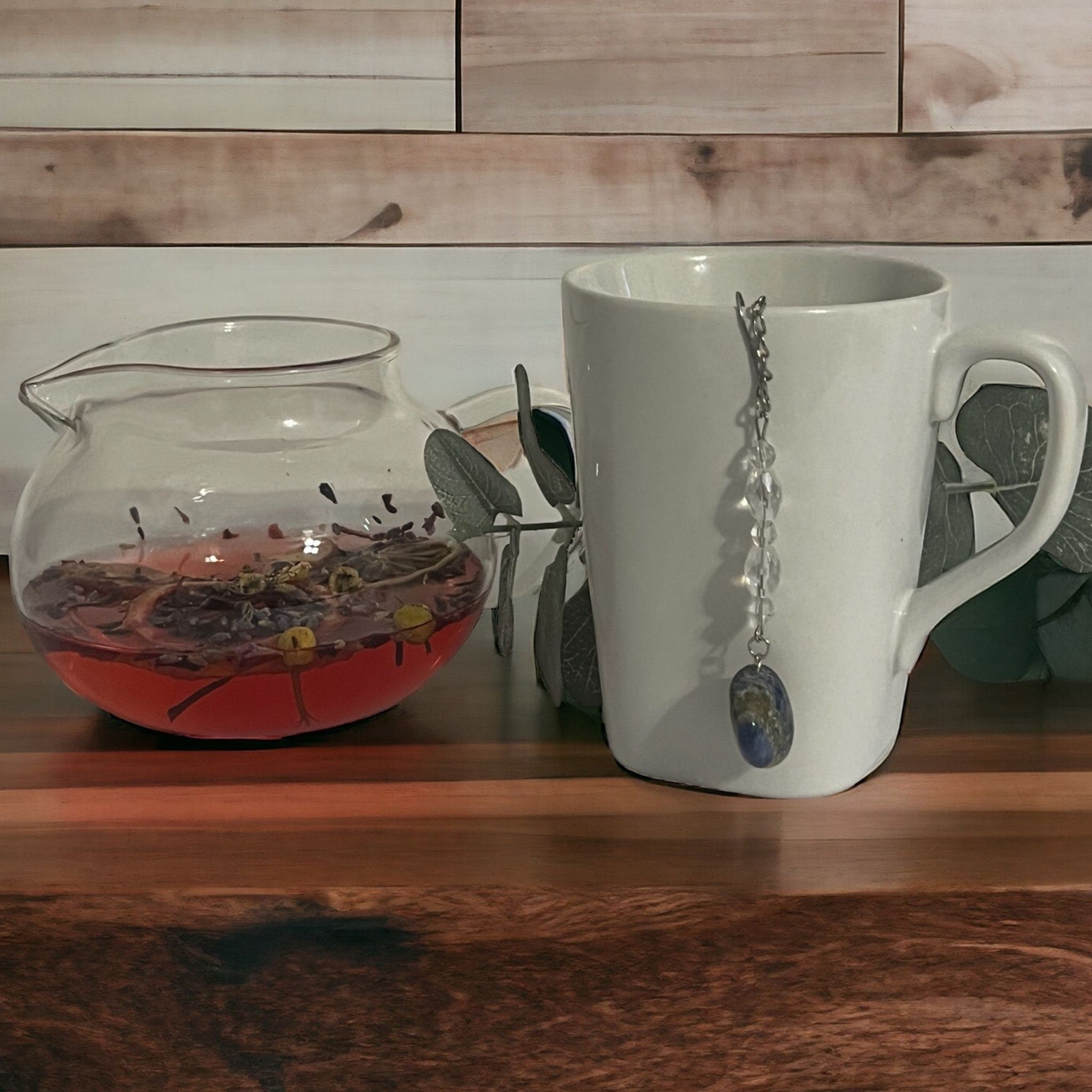 Sodalite Crystal Tea Infuser: Stainless Steel Loose Leaf Steeper - Winterberry Hearth
