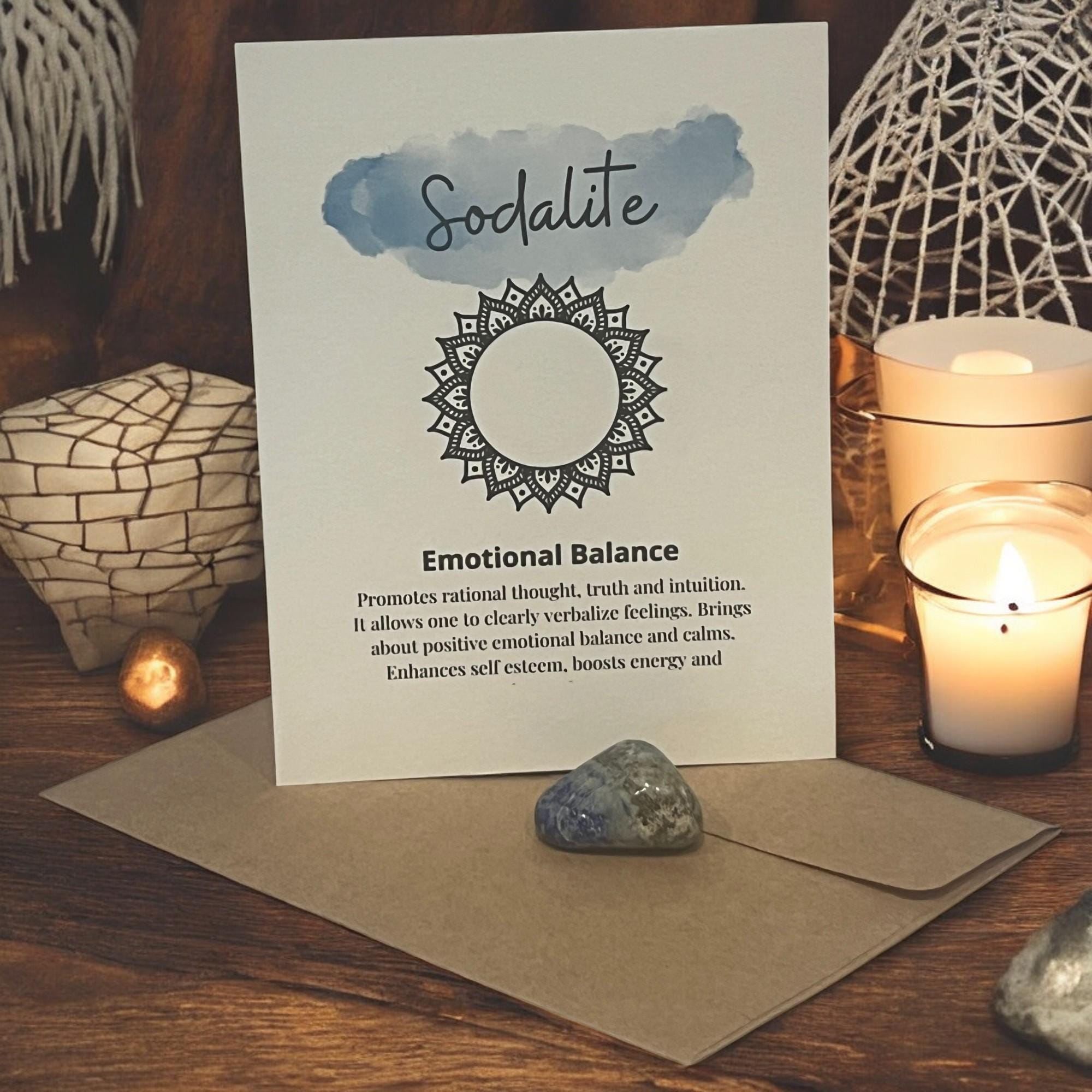 Sodalite Crystal with Meaning Card: Communication Stone, Spiritual Gift - Winterberry Hearth