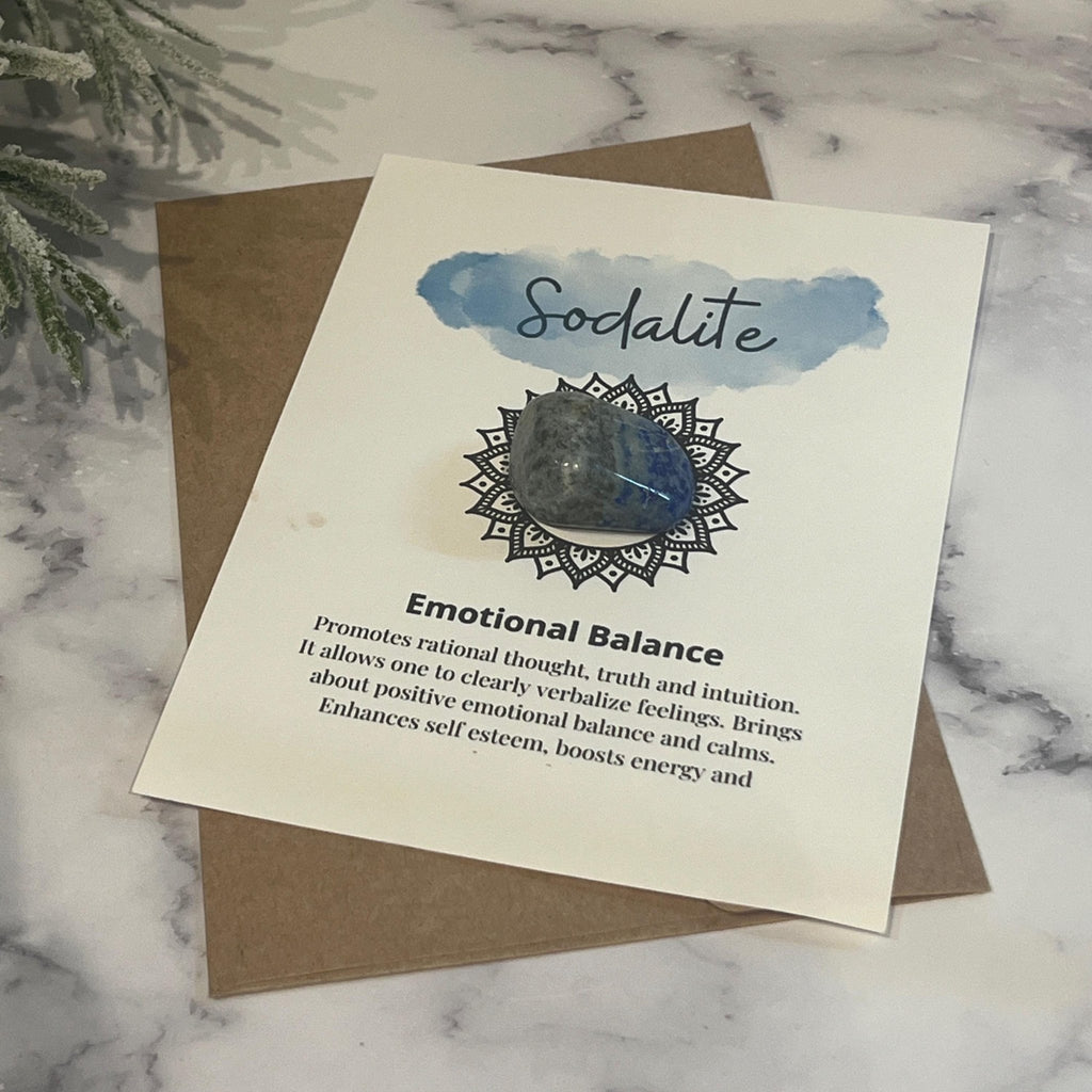 Sodalite Crystal with Meaning Card: Communication Stone, Spiritual Gift - Winterberry Hearth