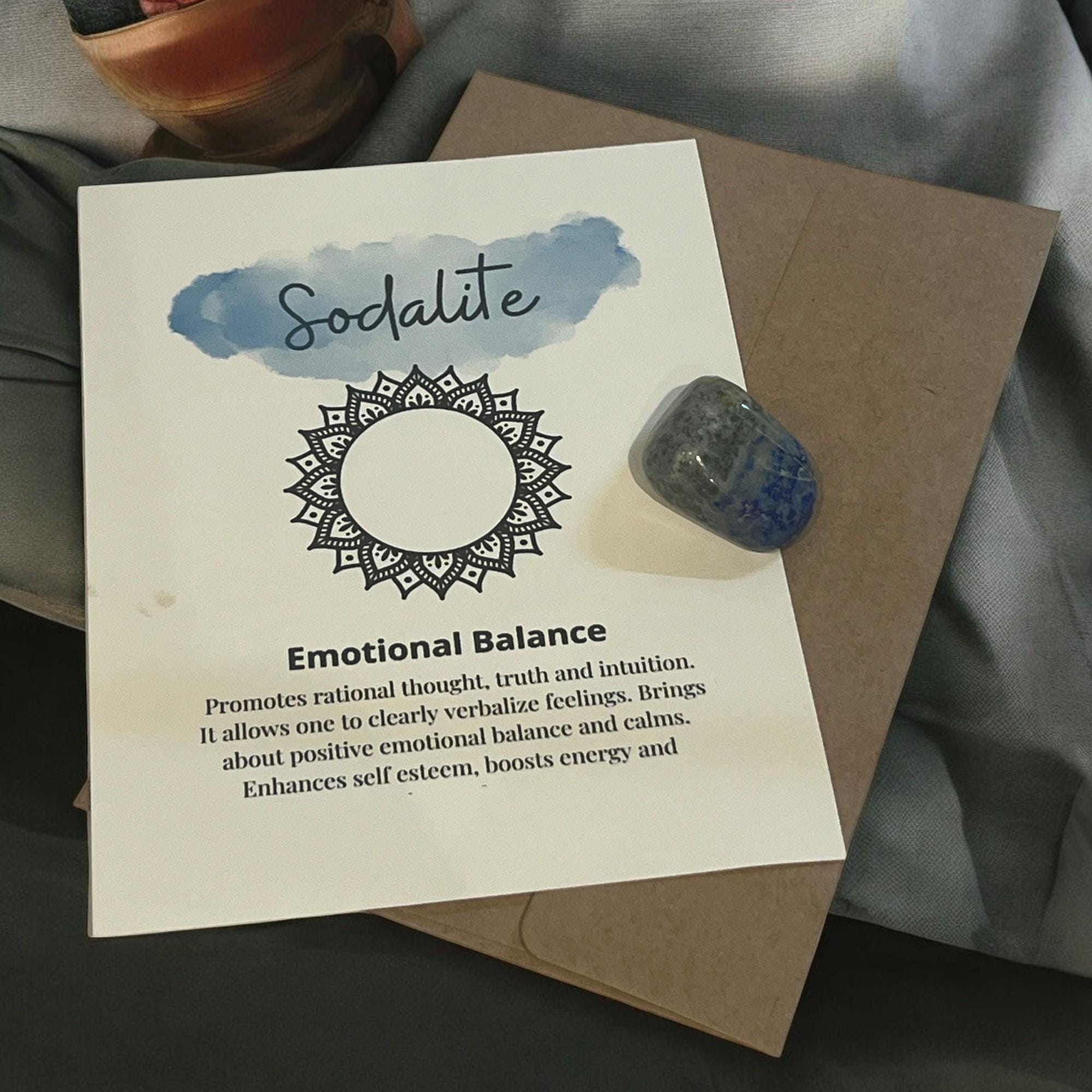 Sodalite Crystal with Meaning Card: Communication Stone, Spiritual Gift - Winterberry Hearth