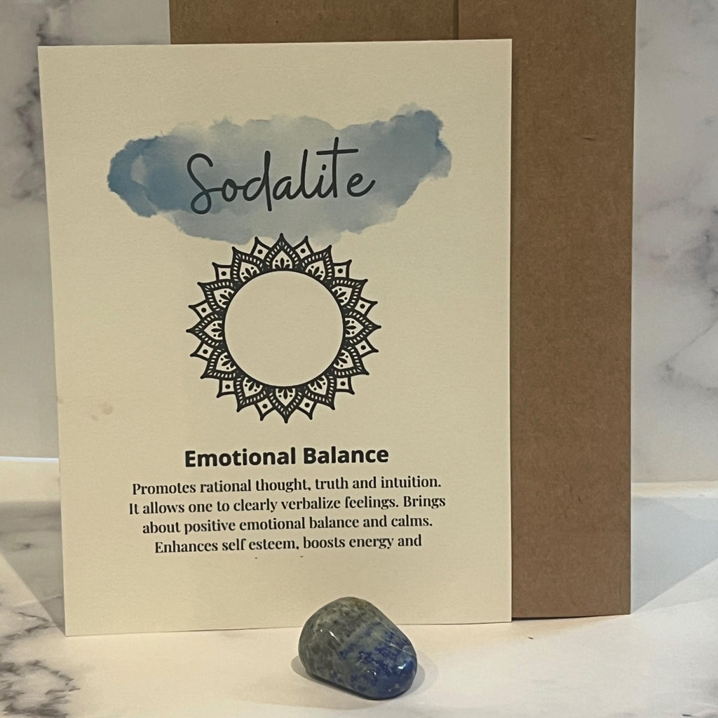 Sodalite Crystal with Meaning Card: Communication Stone, Spiritual Gift - Winterberry Hearth