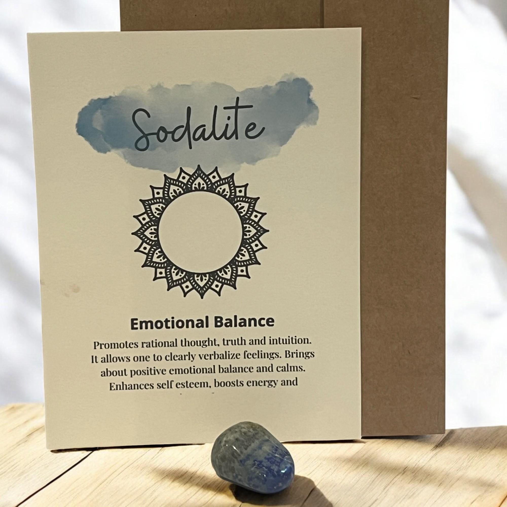 Sodalite Crystal with Meaning Card: Communication Stone, Spiritual Gift - Winterberry Hearth