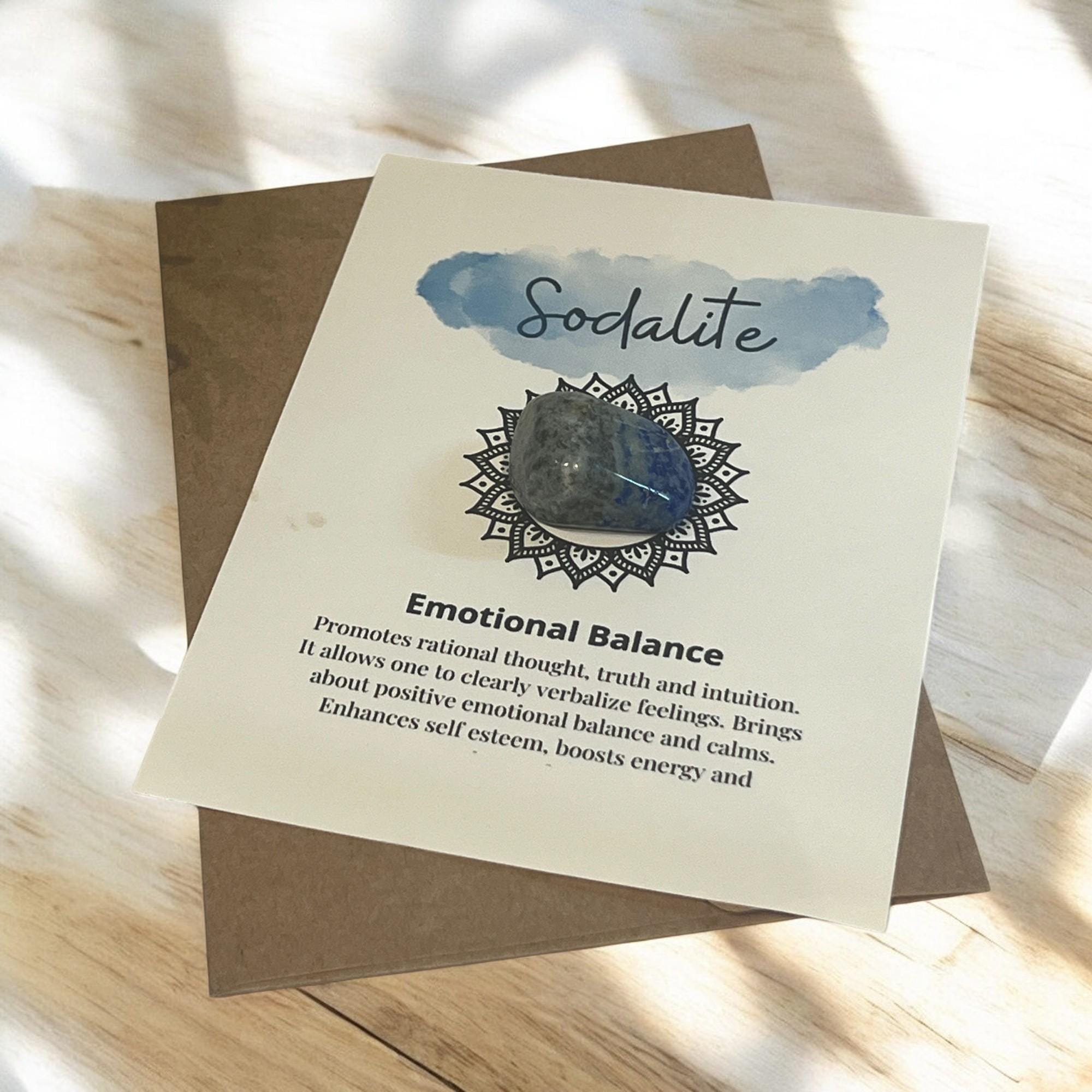 Sodalite Crystal with Meaning Card: Communication Stone, Spiritual Gift - Winterberry Hearth