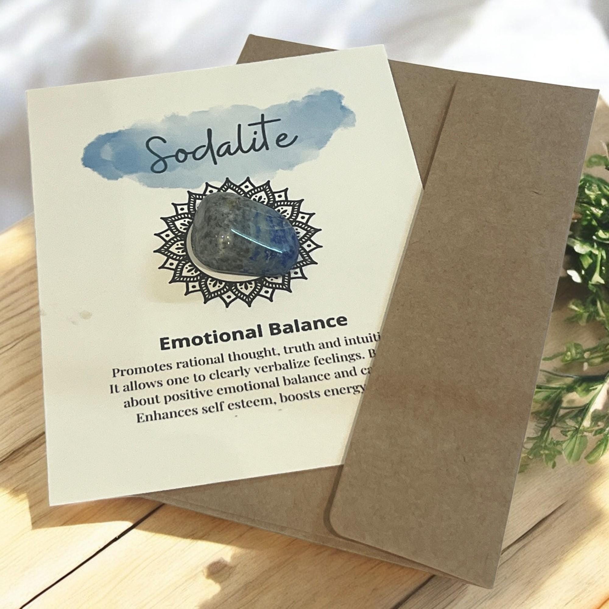 Sodalite Crystal with Meaning Card: Communication Stone, Spiritual Gift - Winterberry Hearth
