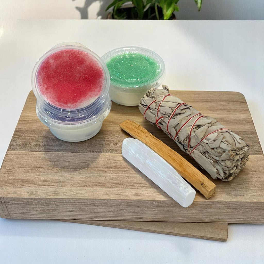 Spiritual Gift Box: Sage, Selenite, Palo Santo & Crystal Wax Melts - Winterberry Hearth