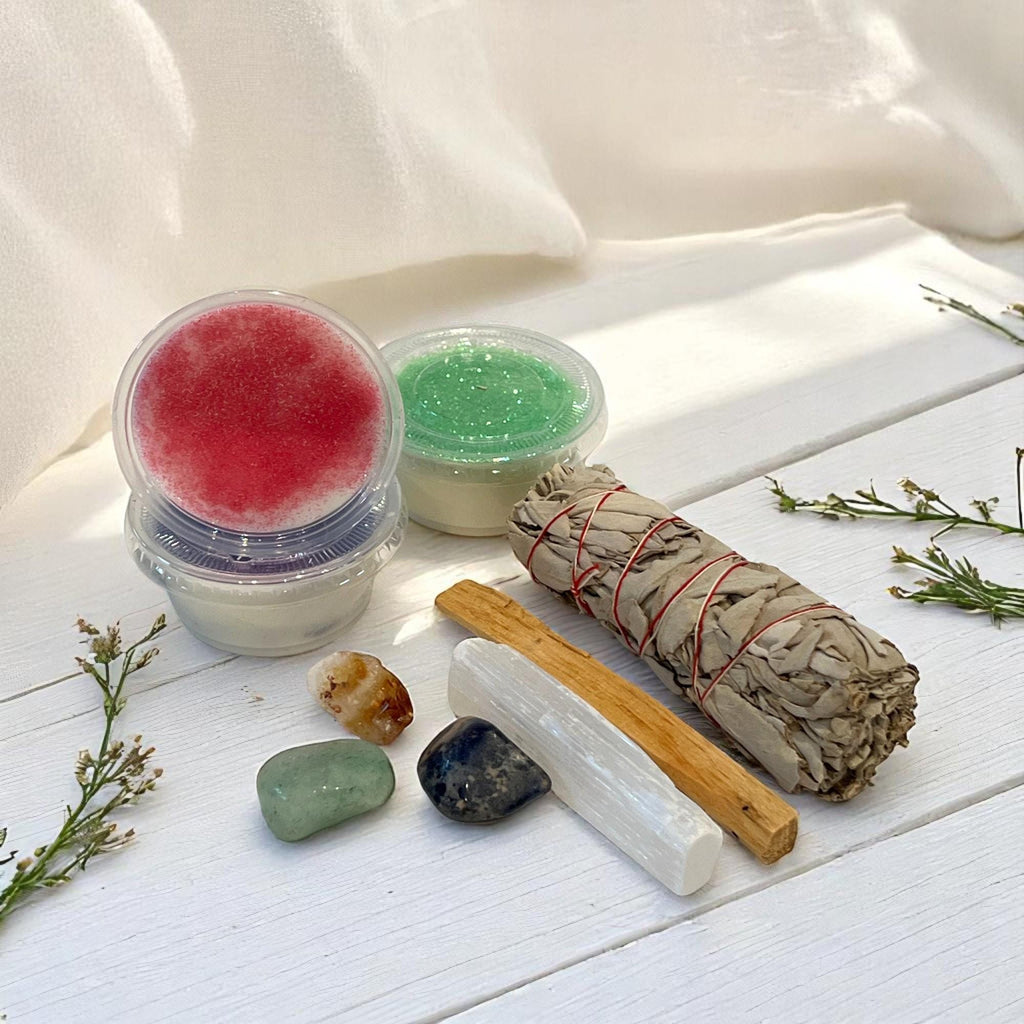 Spiritual Gift Box: Sage, Selenite, Palo Santo & Crystal Wax Melts - Winterberry Hearth
