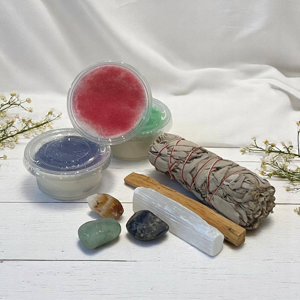 Spiritual Gift Box: Sage, Selenite, Palo Santo & Crystal Wax Melts - Winterberry Hearth