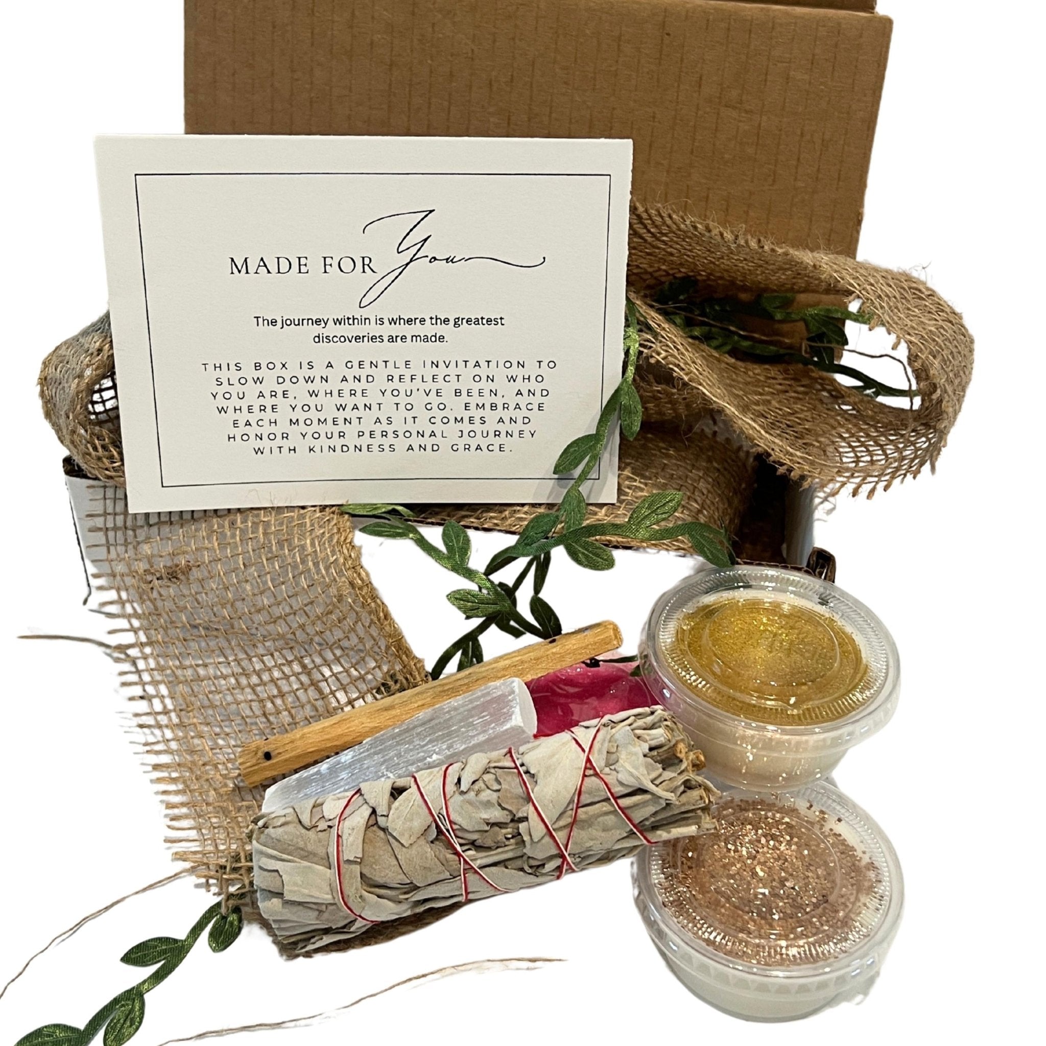 Spiritual Gift Box: Sage, Selenite, Palo Santo & Crystal Wax Melts - Winterberry Hearth