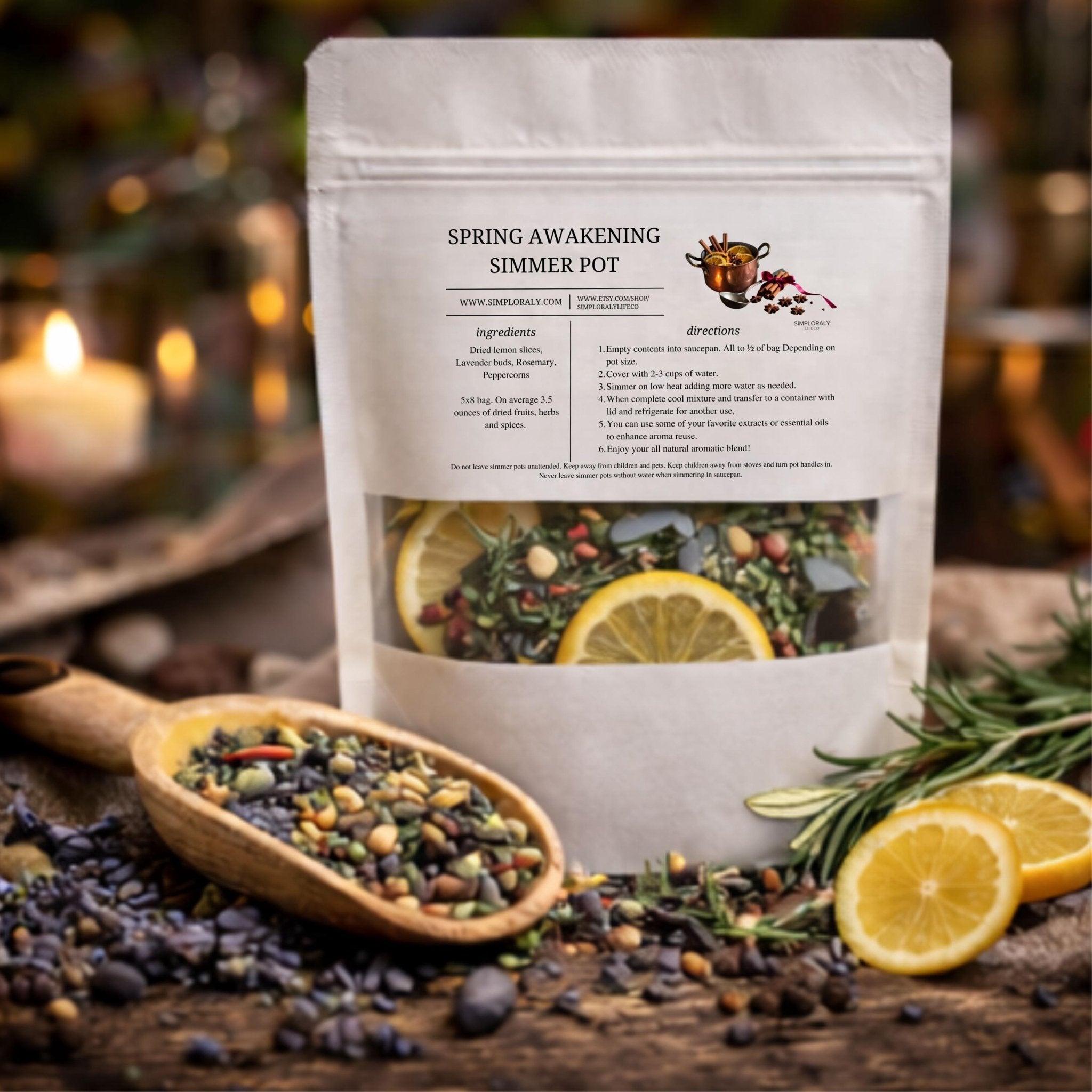 Spring Awakening Simmer Pot, Lemon Lavender Botanical Home Fragrance Stovetop Potpourri - Winterberry Hearth