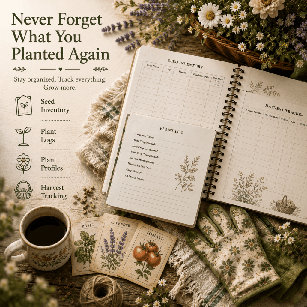 The Cottage Garden Planner, Fruit & Vegetable Seed Harvest Tracker, Homestead Gardening Journal - Winterberry Hearth