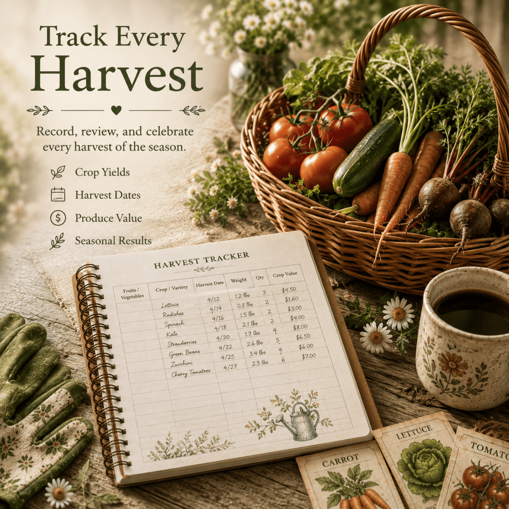 The Cottage Garden Planner, Fruit & Vegetable Seed Harvest Tracker, Homestead Gardening Journal - Winterberry Hearth